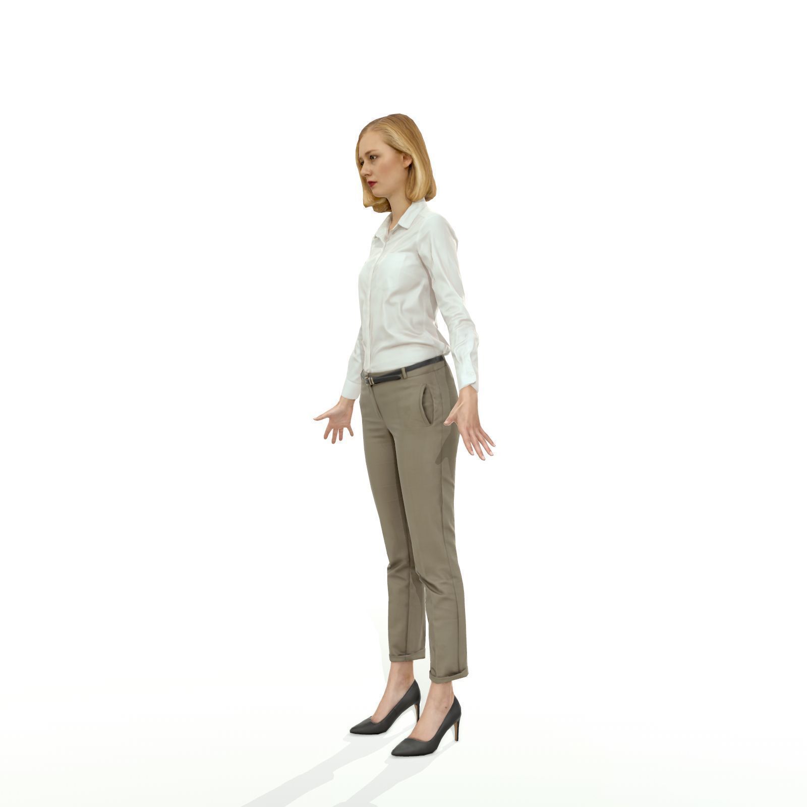 Blonde woman in business clothes Low-poly 3D model_31