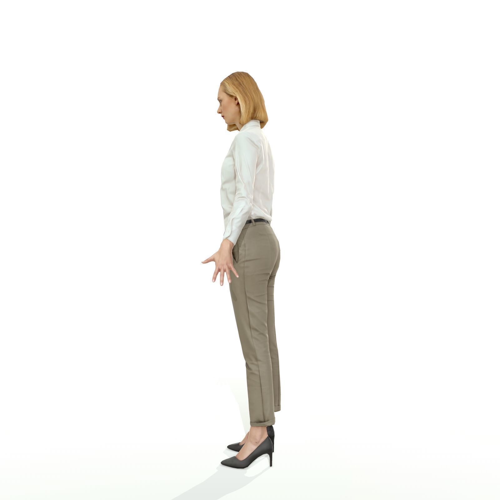 Blonde woman in business clothes Low-poly 3D model_9