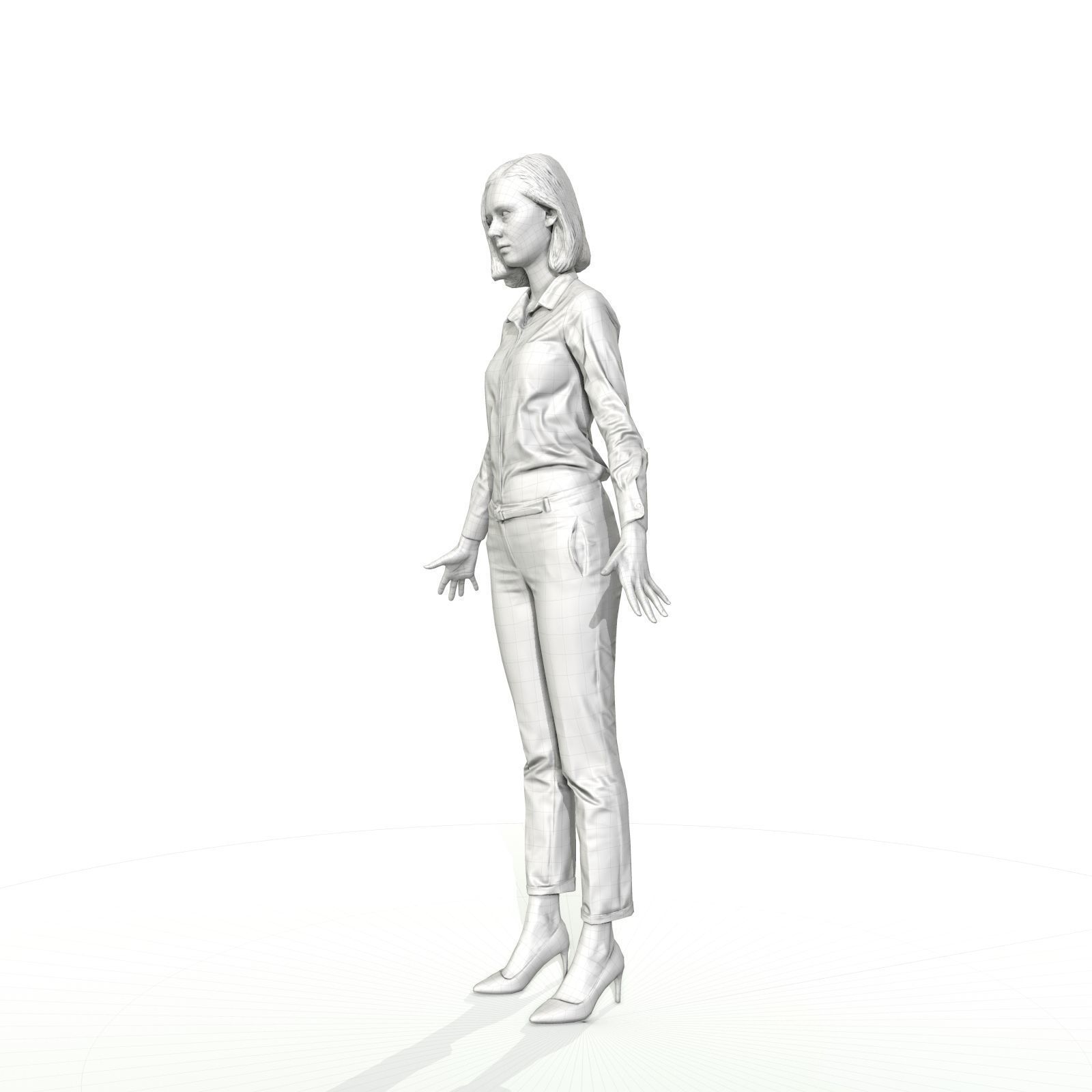 Blonde woman in business clothes Low-poly 3D model_1