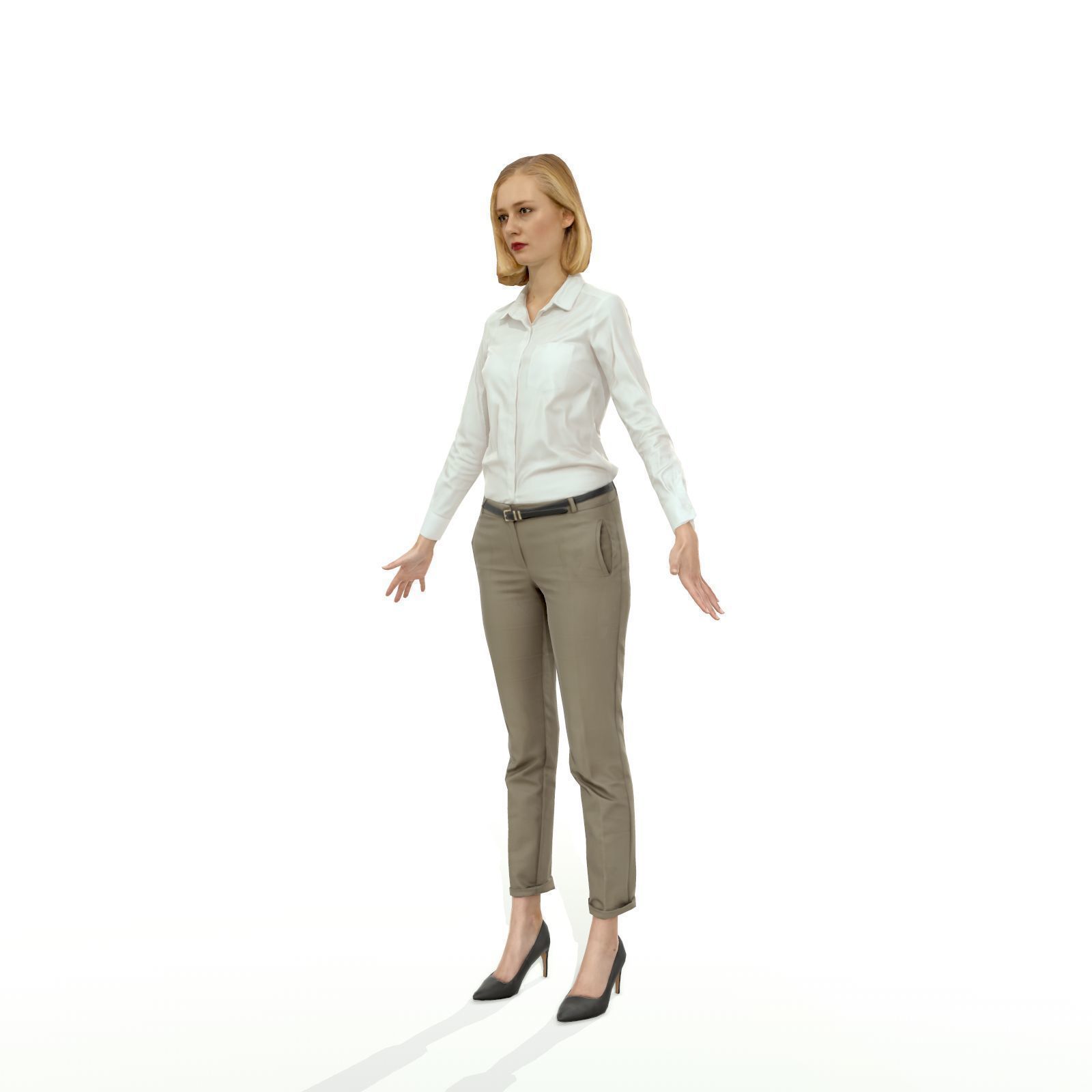 Blonde woman in business clothes Low-poly 3D model_34