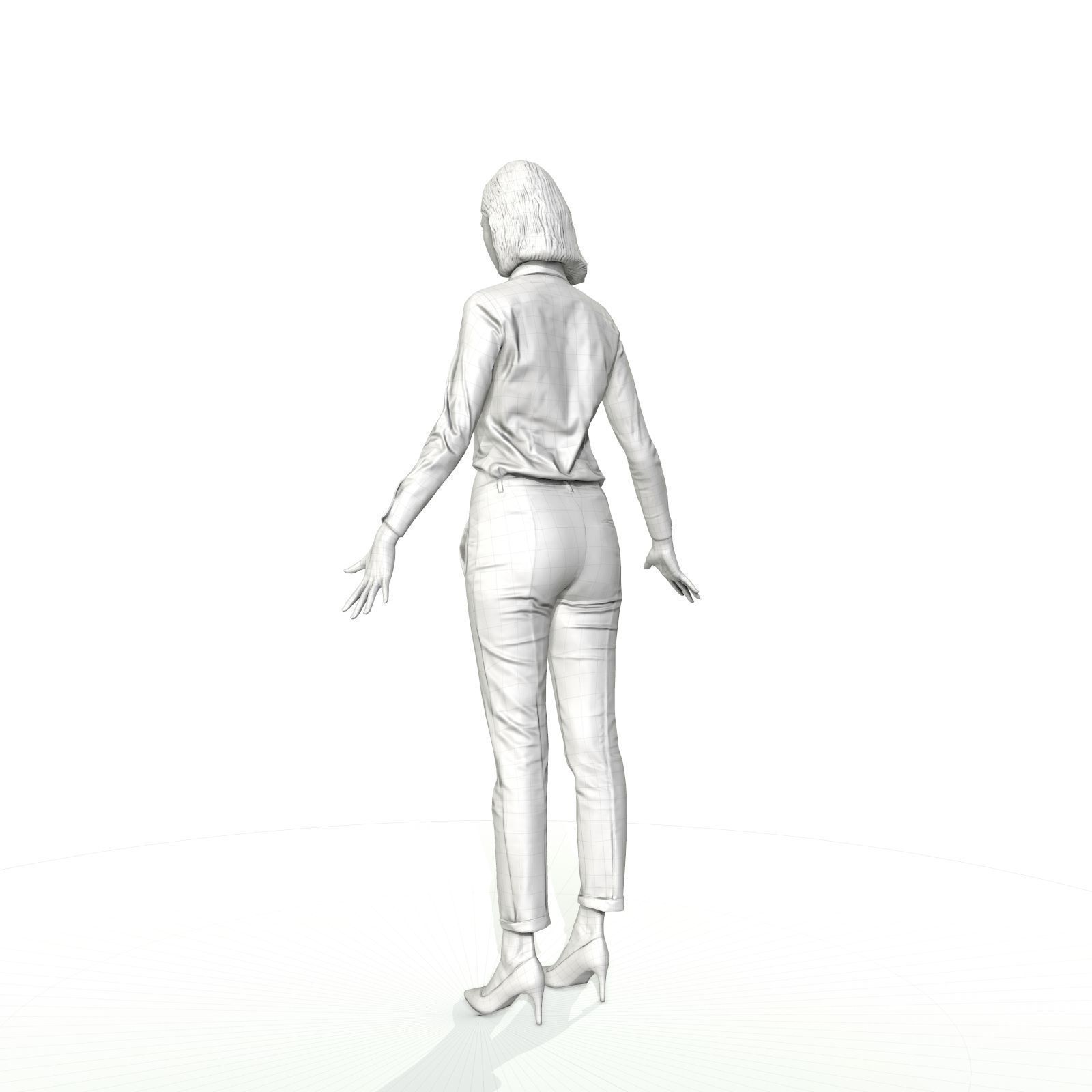 Blonde woman in business clothes Low-poly 3D model_8