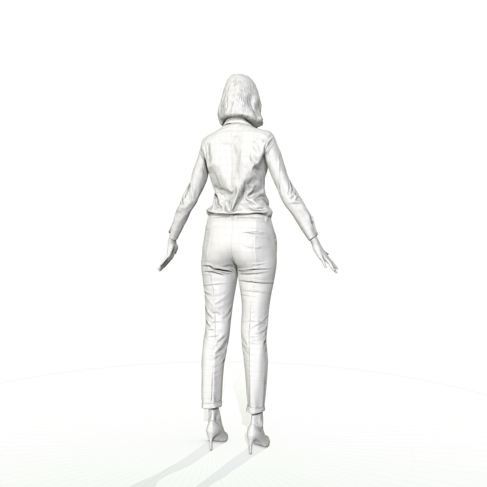 Blonde woman in business clothes Low-poly 3D model_30
