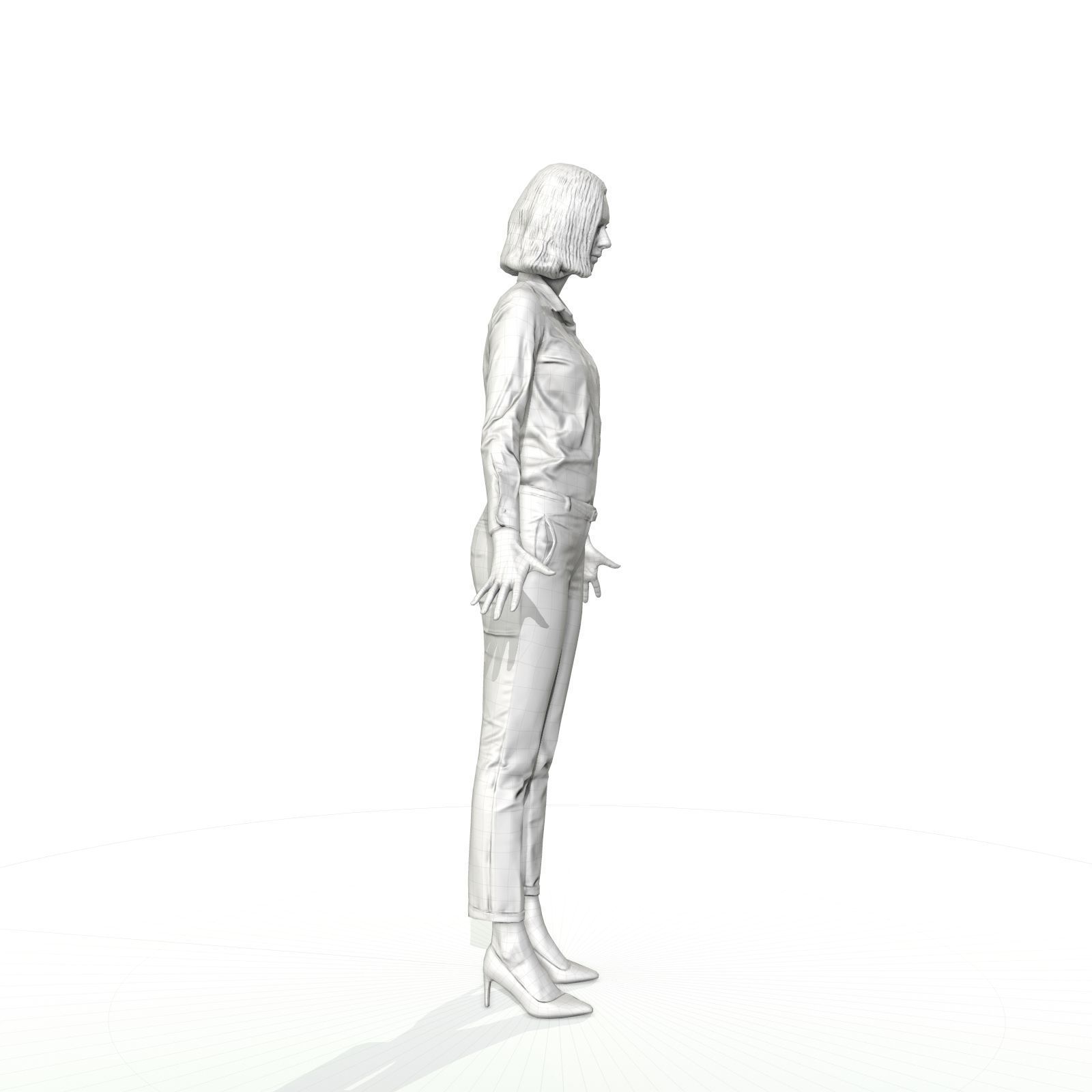 Blonde woman in business clothes Low-poly 3D model_21