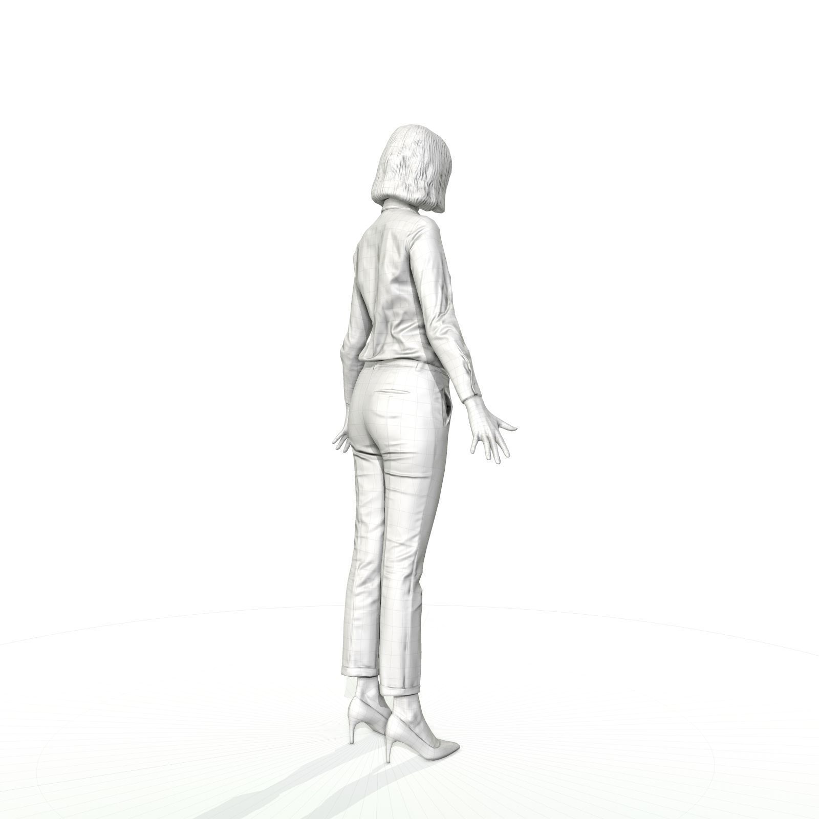 Blonde woman in business clothes Low-poly 3D model_13