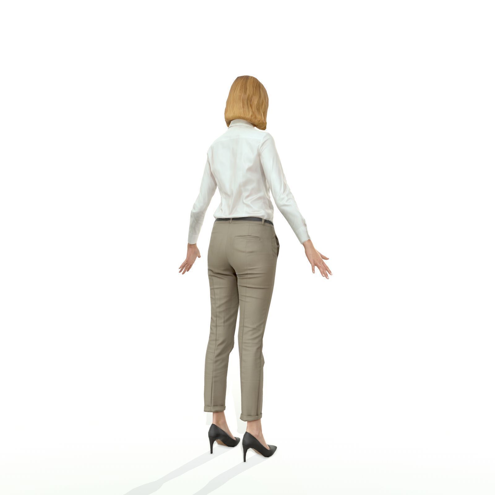 Blonde woman in business clothes Low-poly 3D model_15
