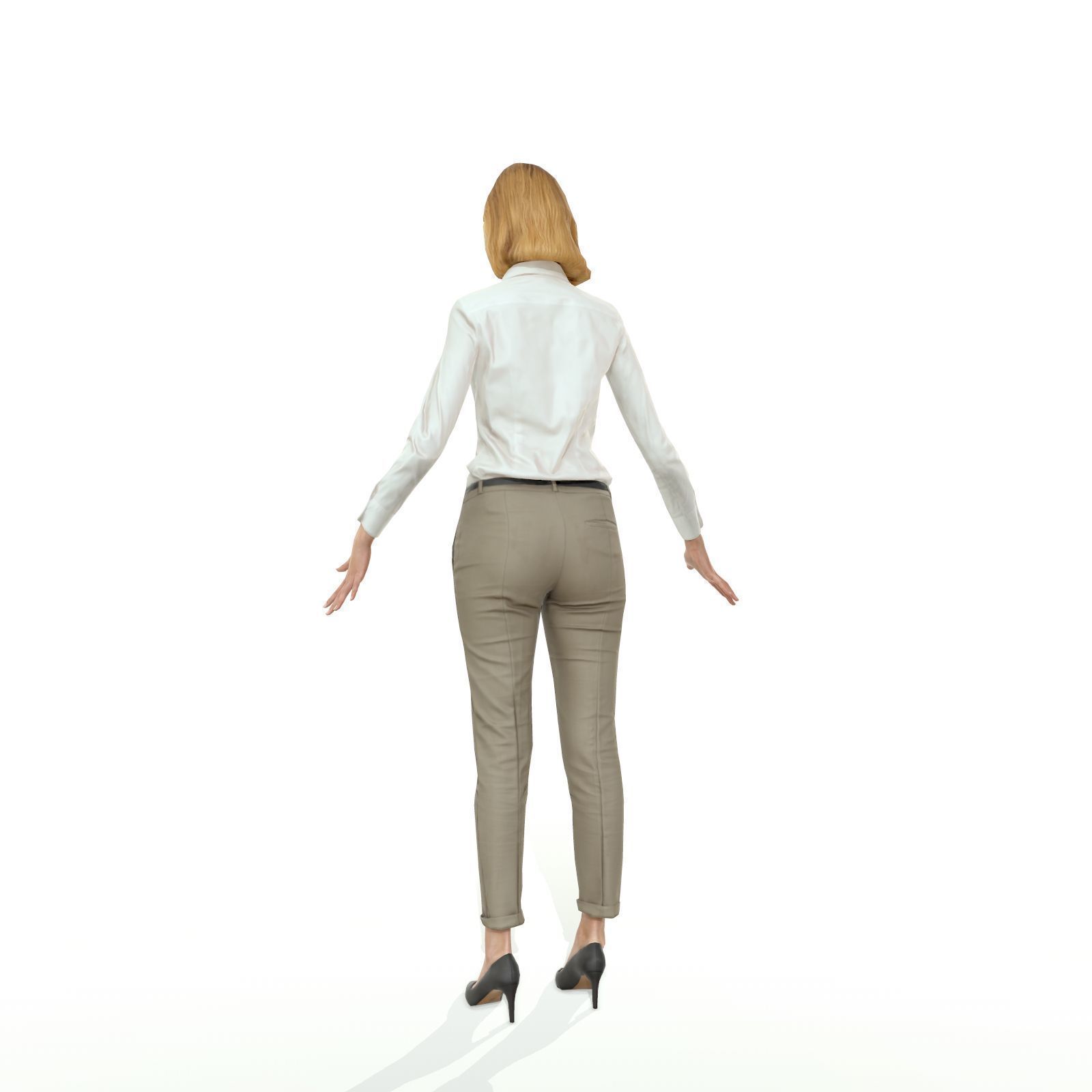 Blonde woman in business clothes Low-poly 3D model_16