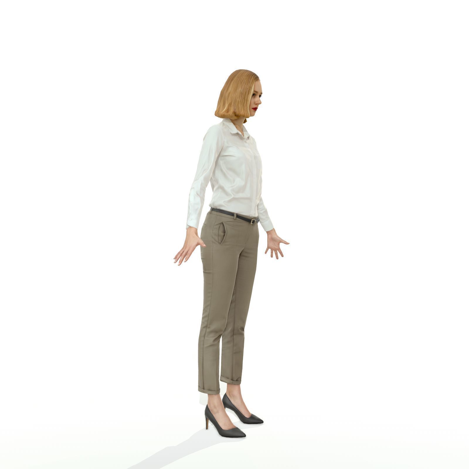 Blonde woman in business clothes Low-poly 3D model_35