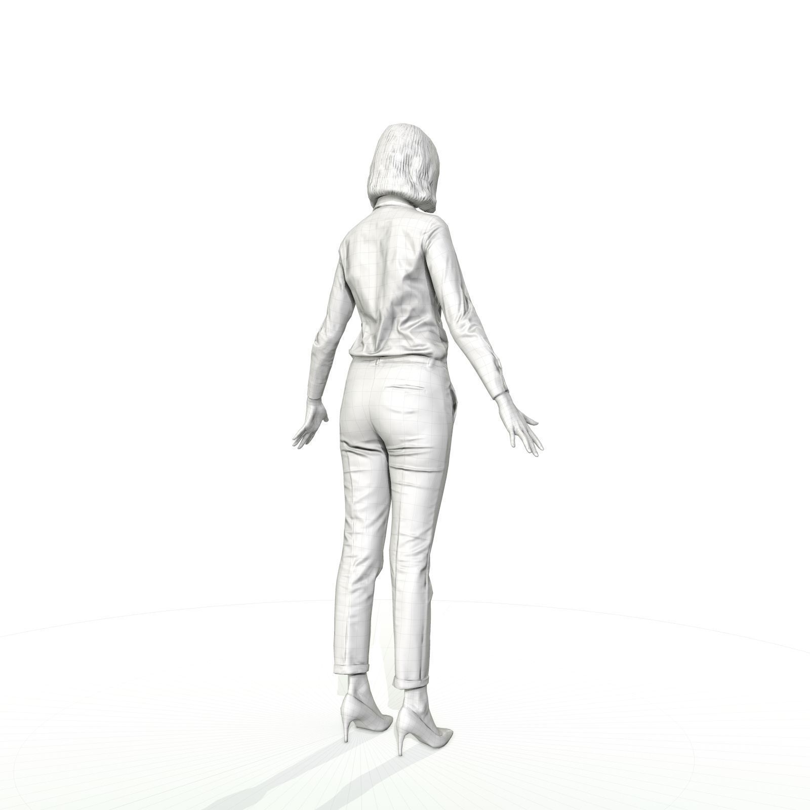 Blonde woman in business clothes Low-poly 3D model_27