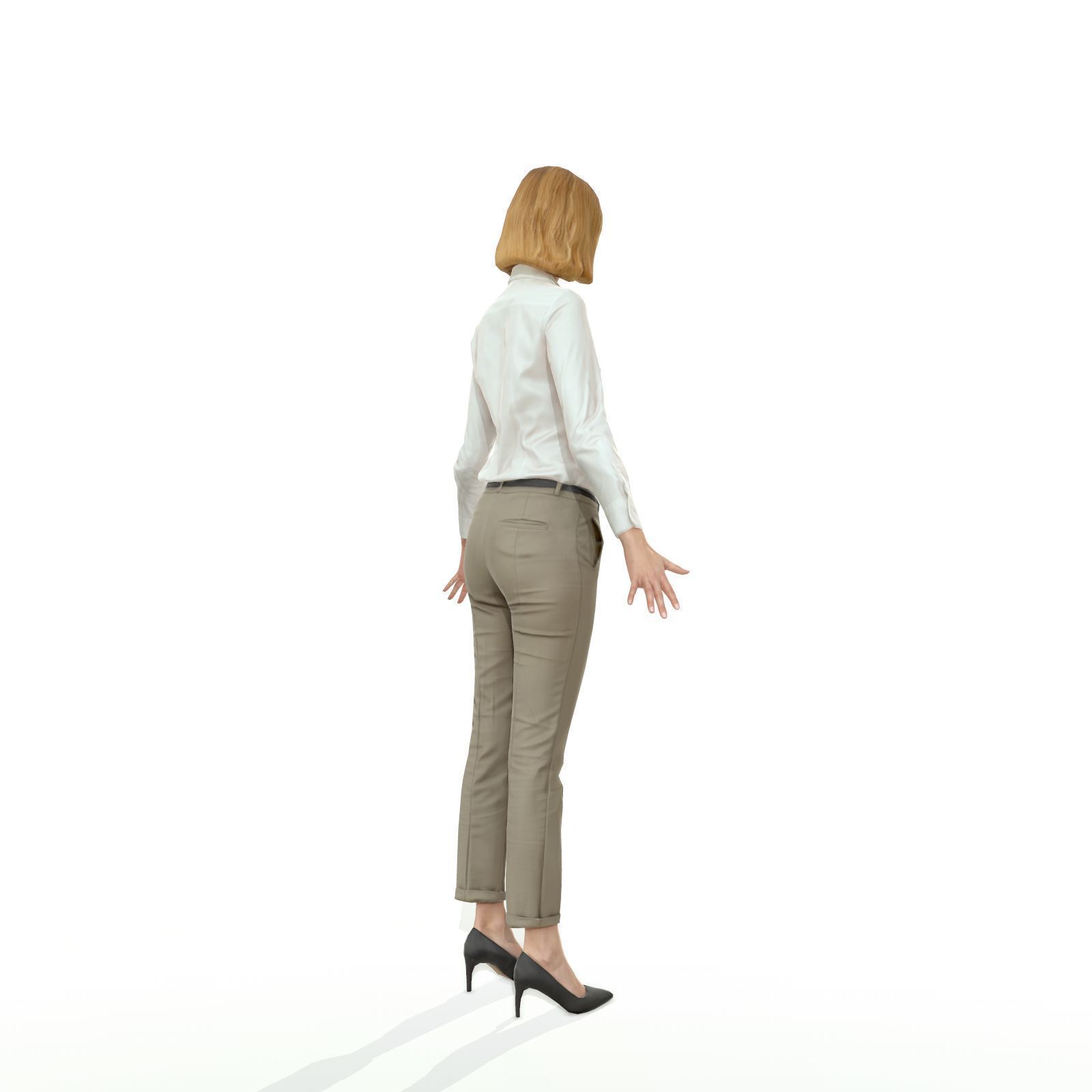 Blonde woman in business clothes Low-poly 3D model_33