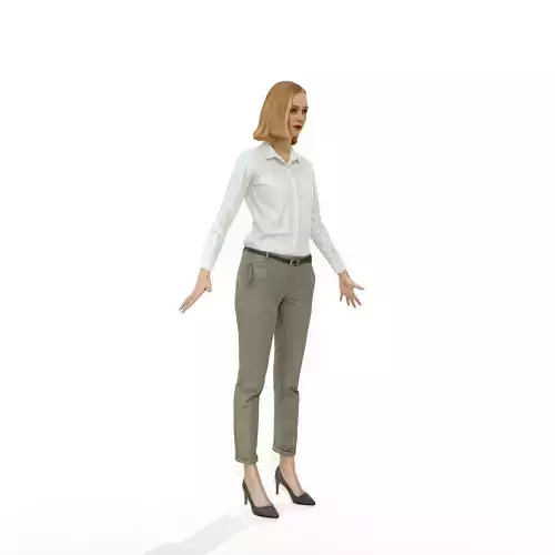 Blonde woman in business clothes Low-poly 3D model