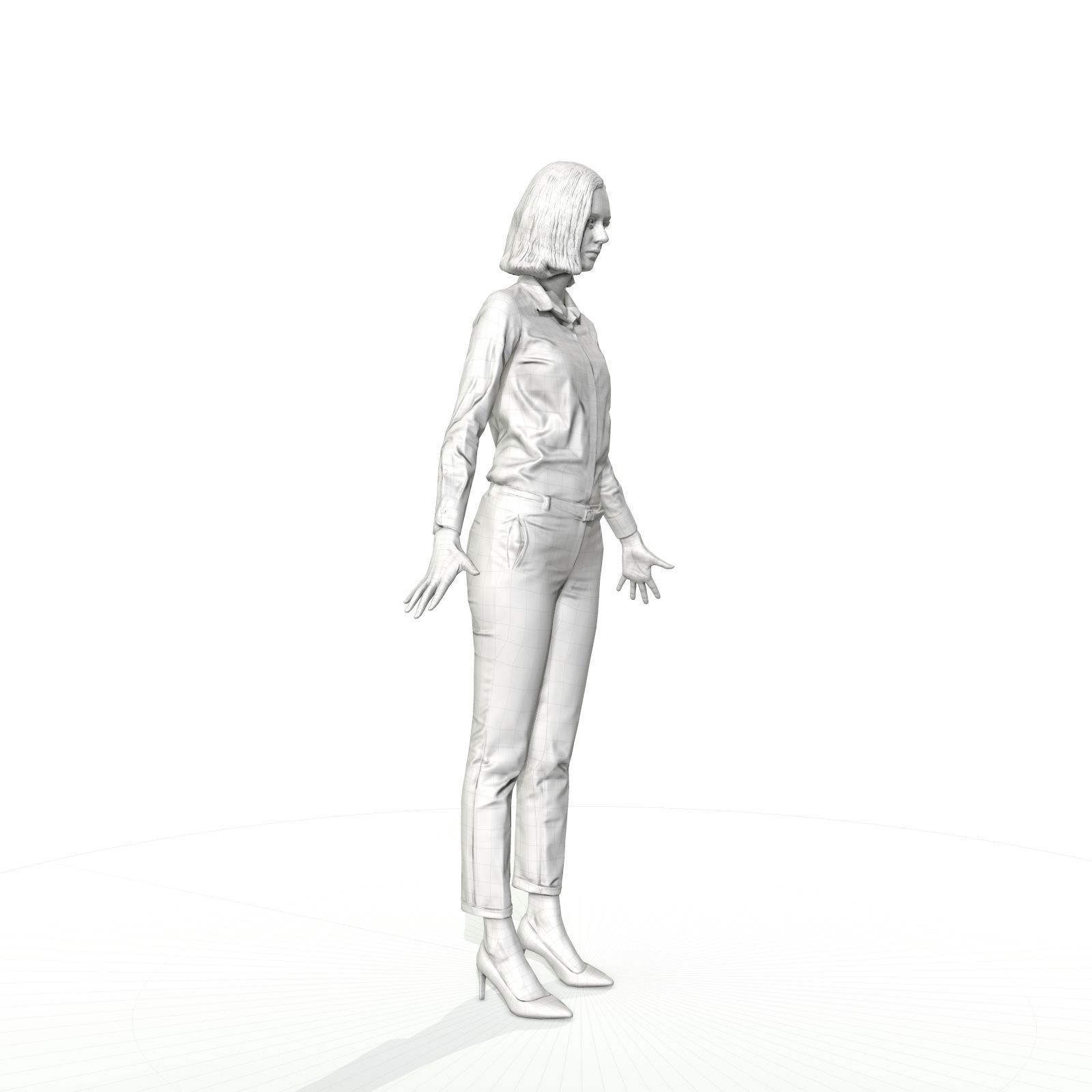 Blonde woman in business clothes Low-poly 3D model_22