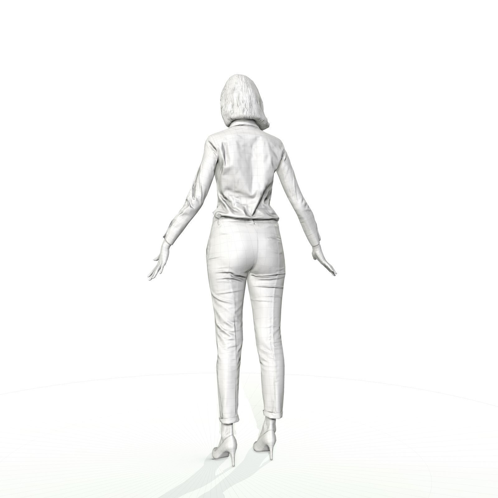 Blonde woman in business clothes Low-poly 3D model_12