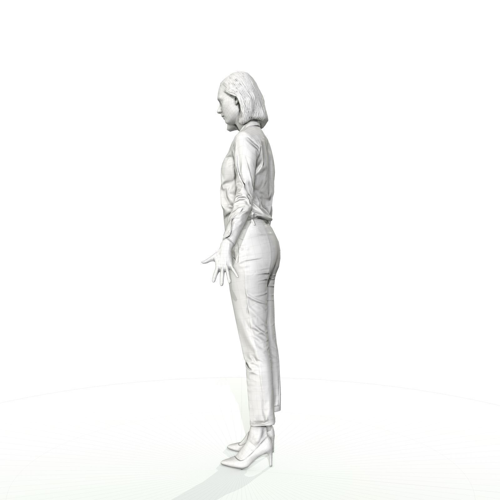 Blonde woman in business clothes Low-poly 3D model_32