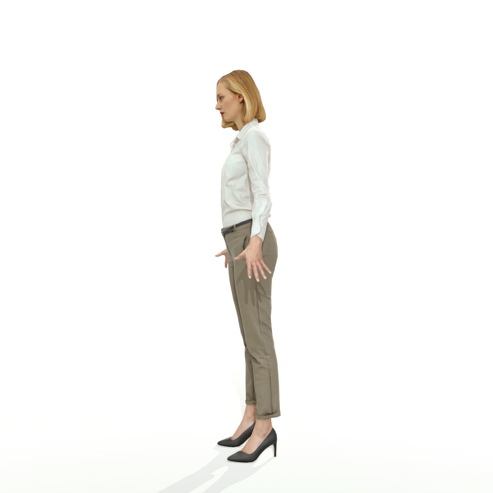 Blonde woman in business clothes Low-poly 3D model_23