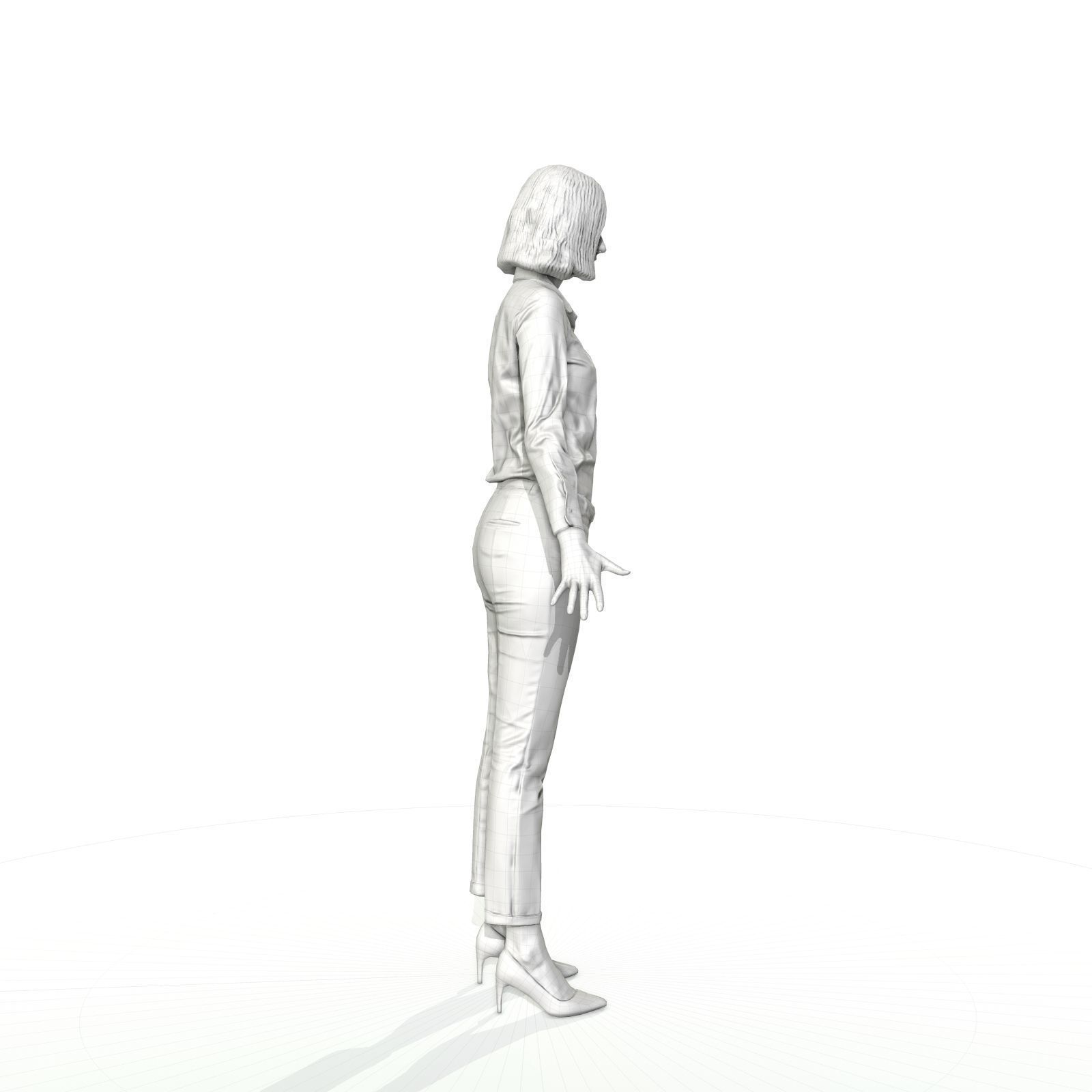 Blonde woman in business clothes Low-poly 3D model_29