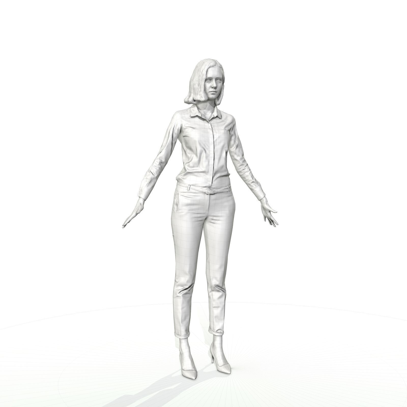 Blonde woman in business clothes Low-poly 3D model_25