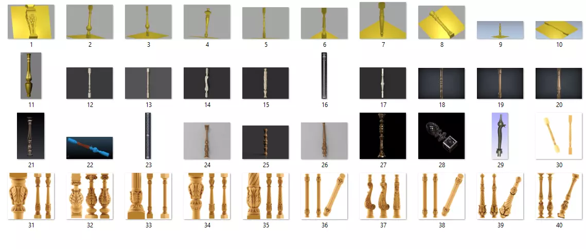 40 Decorative Baluster and Spindle STL Collection 3D model