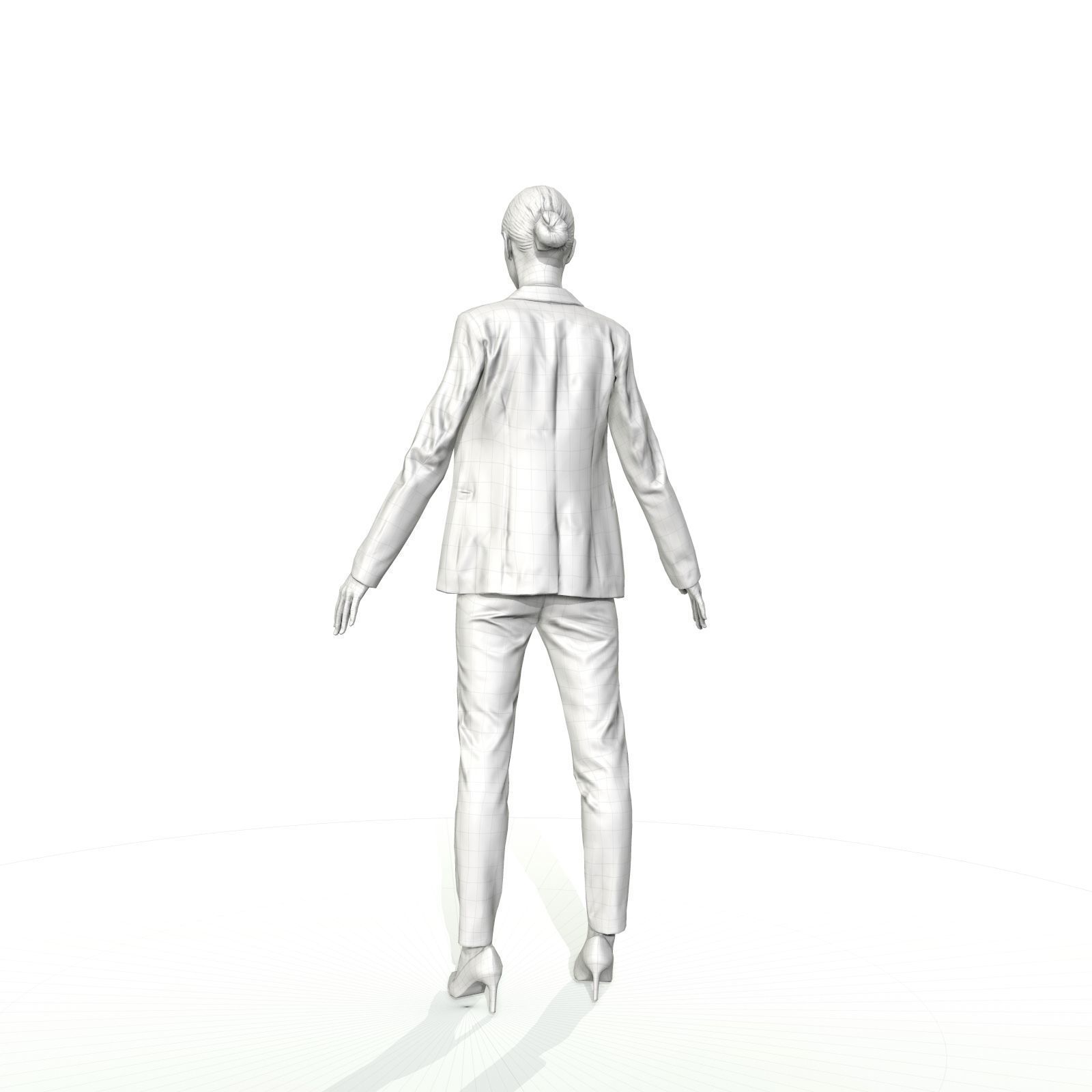 Brunette business woman in a red suit Low-poly 3D model_35