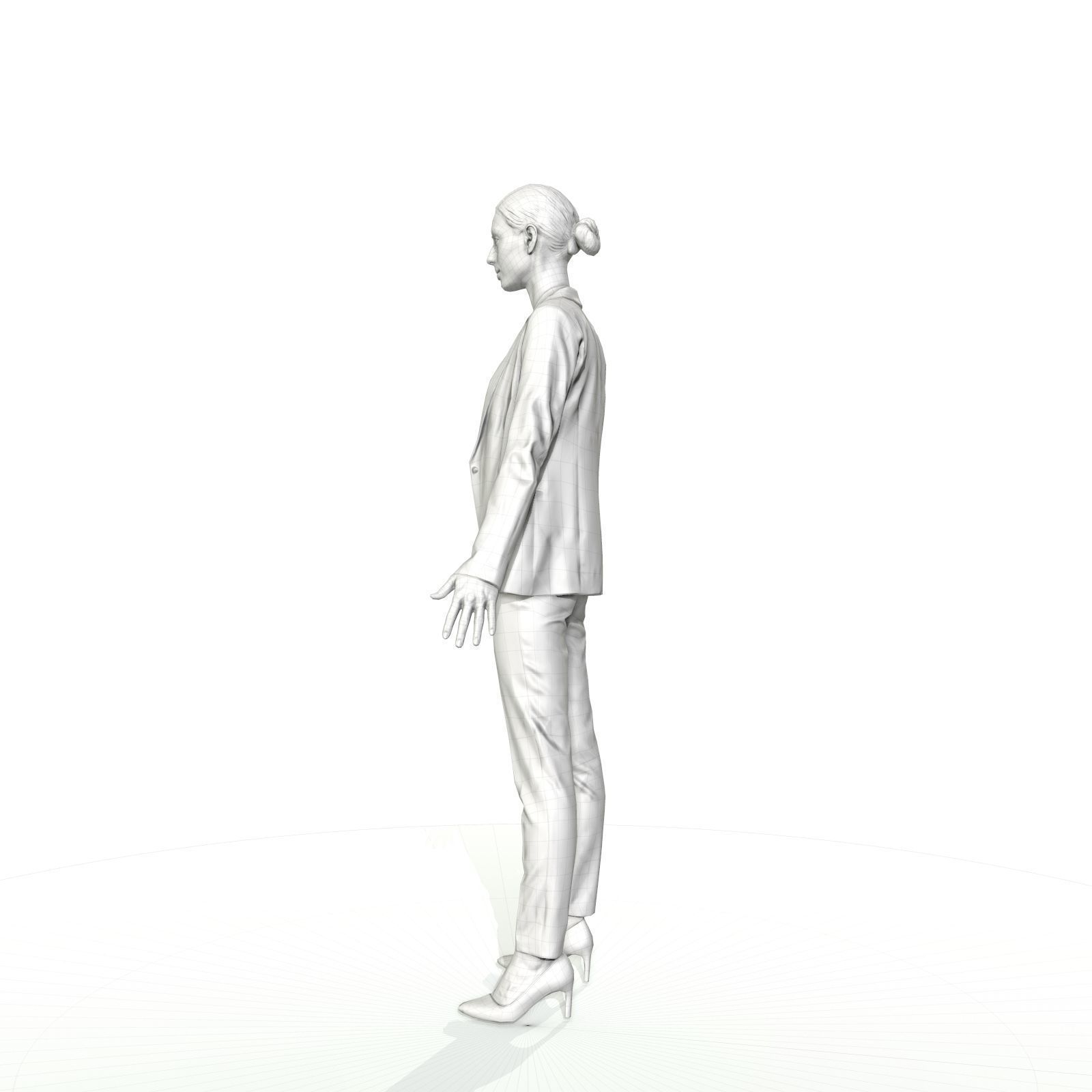 Brunette business woman in a red suit Low-poly 3D model_28
