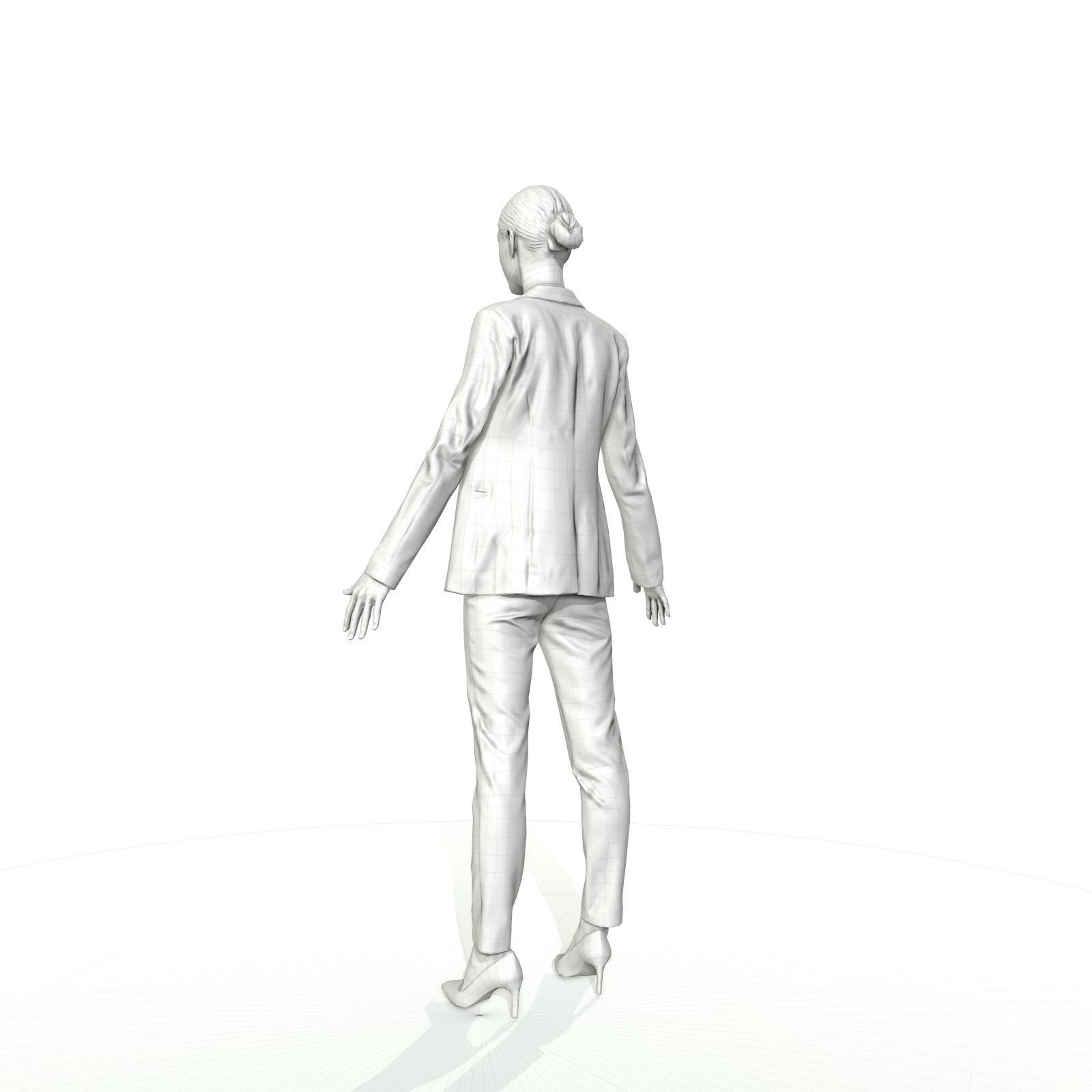 Brunette business woman in a red suit Low-poly 3D model_29