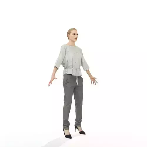 Blonde business woman in casual clothes Low-poly 3D model