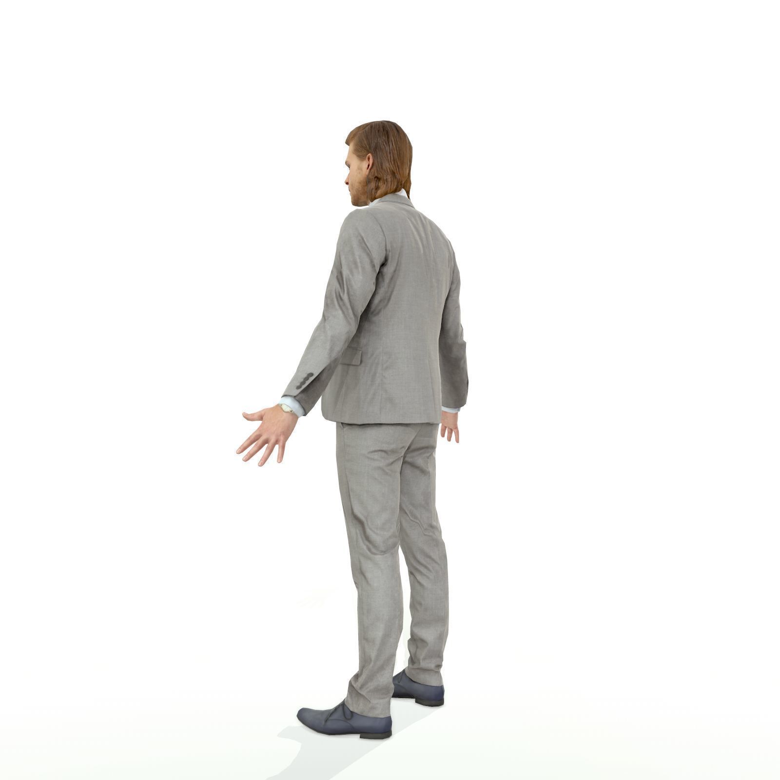 Blonde business man in a grey suit Low-poly 3D model_20