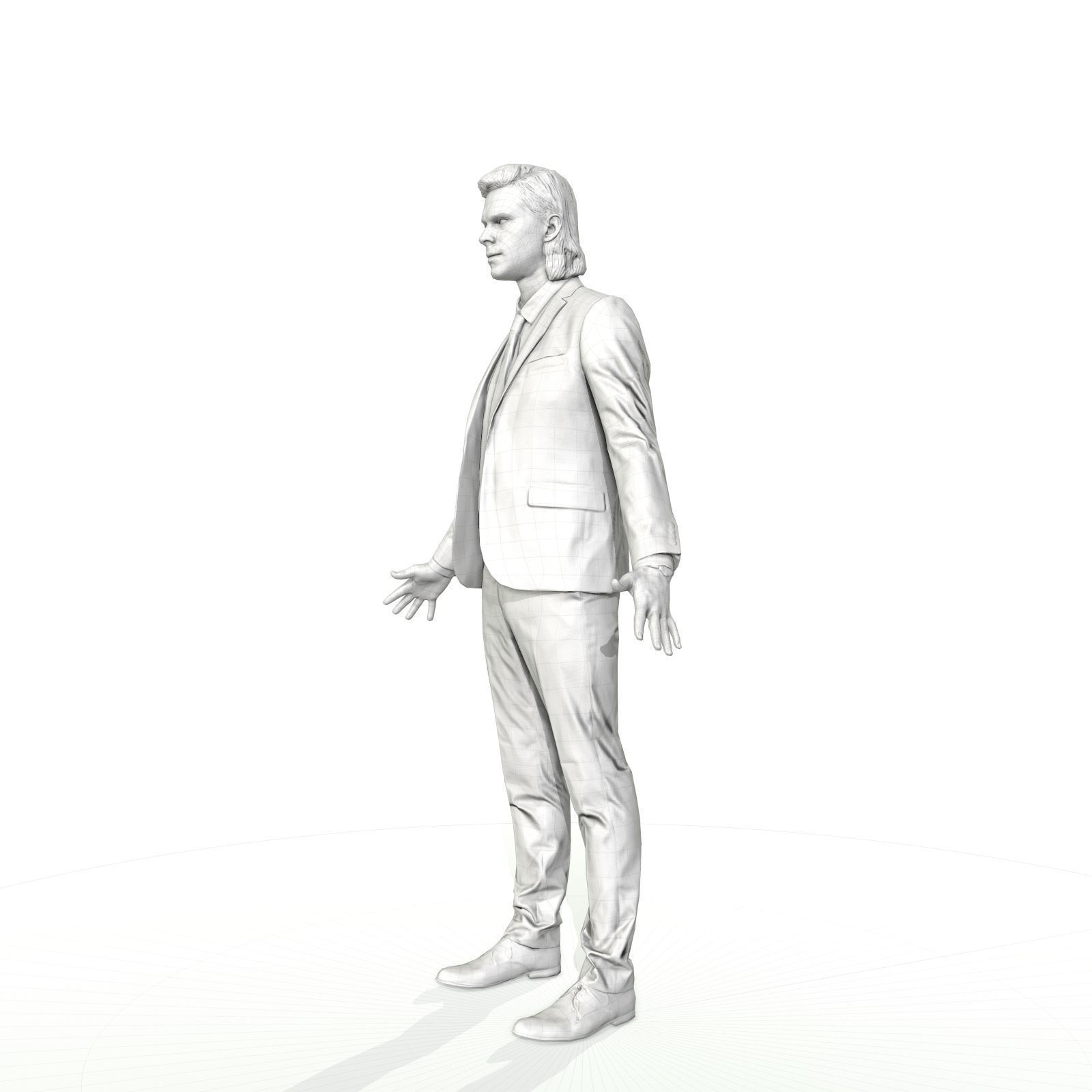 Blonde business man in a grey suit Low-poly 3D model_18