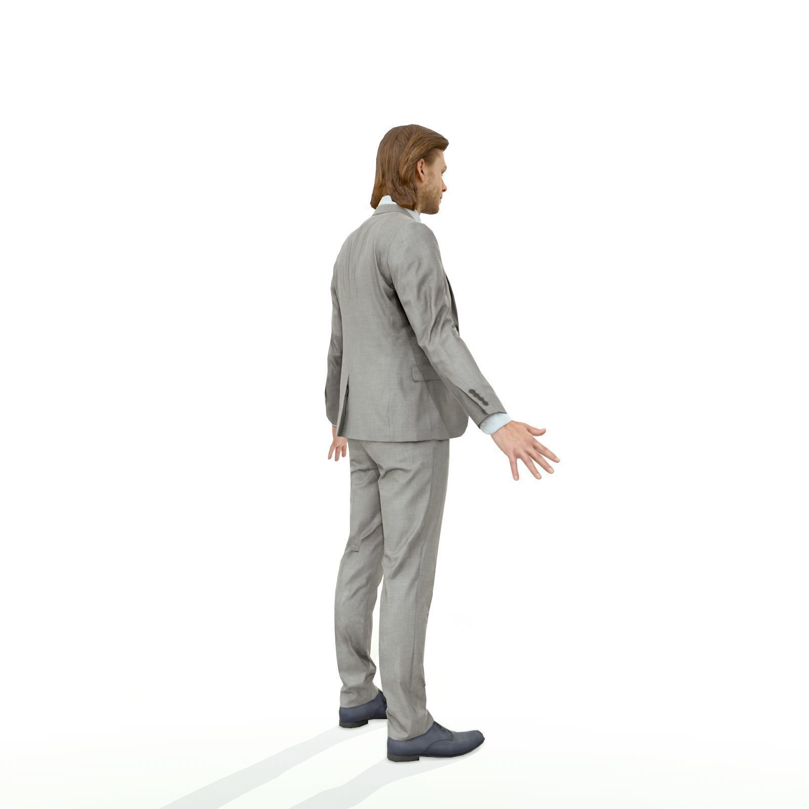 Blonde business man in a grey suit Low-poly 3D model_24