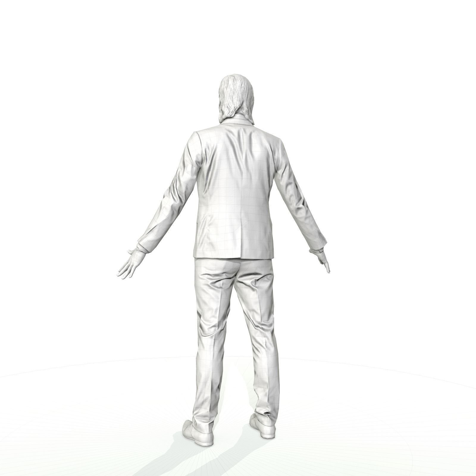 Blonde business man in a grey suit Low-poly 3D model_15