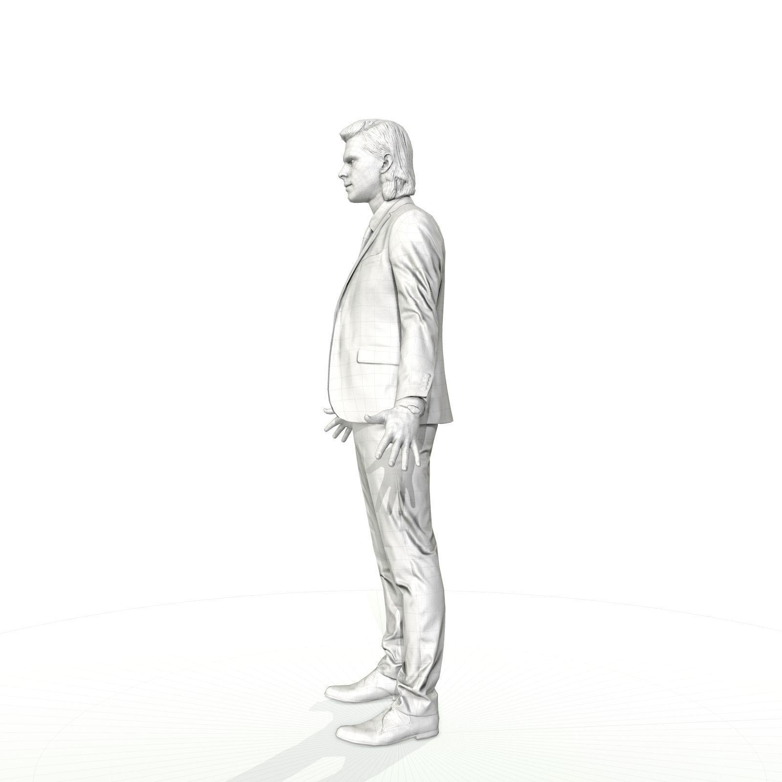 Blonde business man in a grey suit Low-poly 3D model_8
