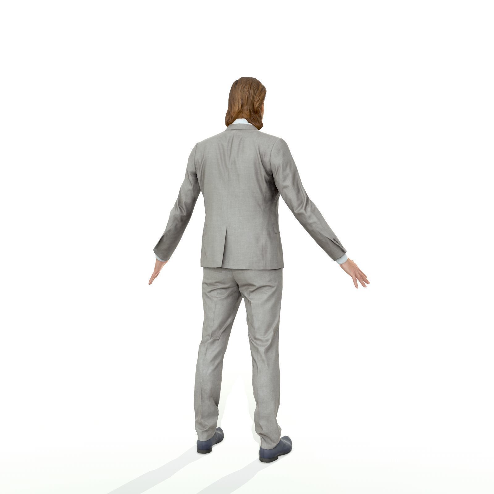 Blonde business man in a grey suit Low-poly 3D model_26