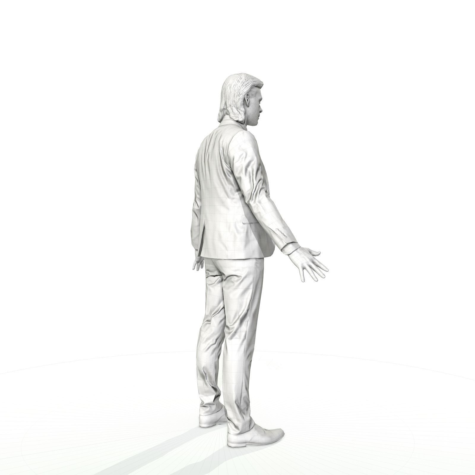 Blonde business man in a grey suit Low-poly 3D model_11
