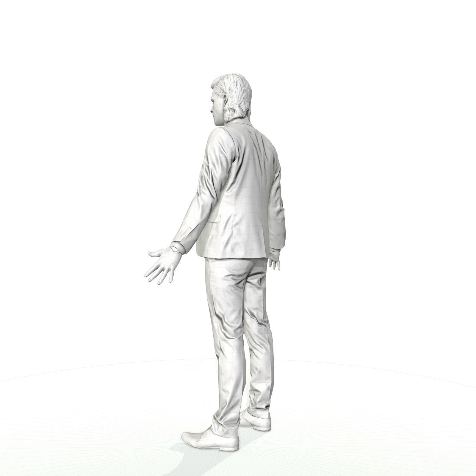 Blonde business man in a grey suit Low-poly 3D model_21