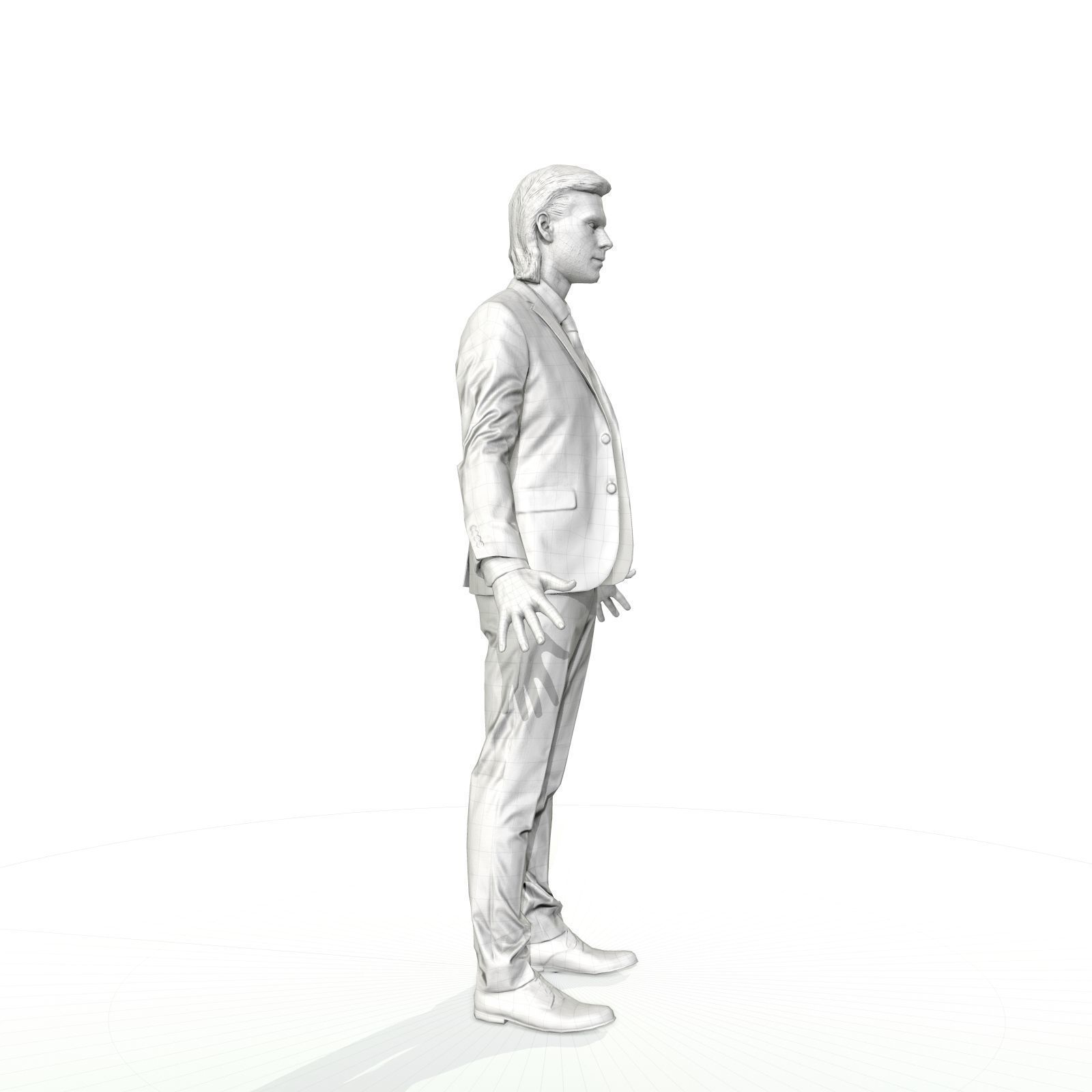 Blonde business man in a grey suit Low-poly 3D model_25