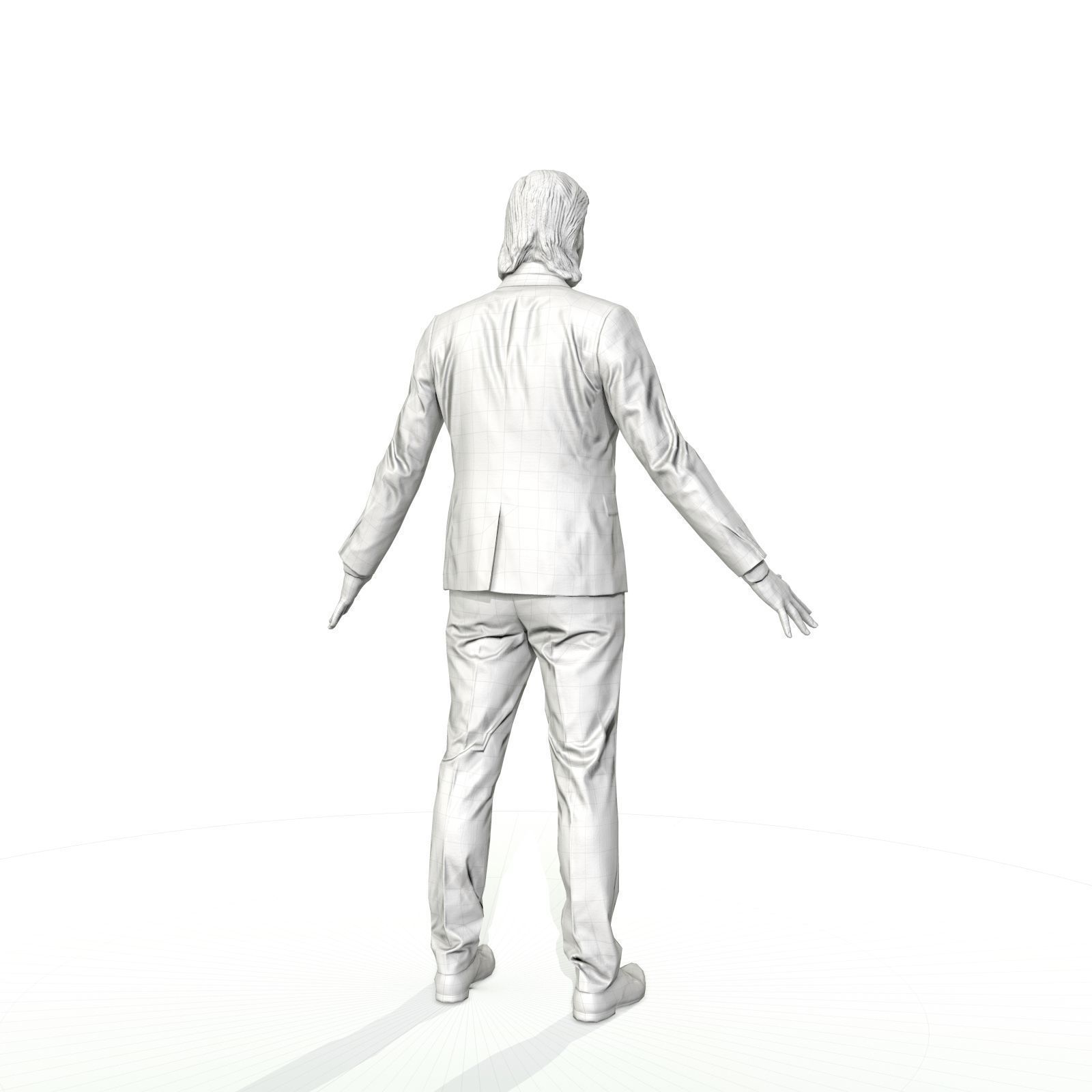 Blonde business man in a grey suit Low-poly 3D model_22