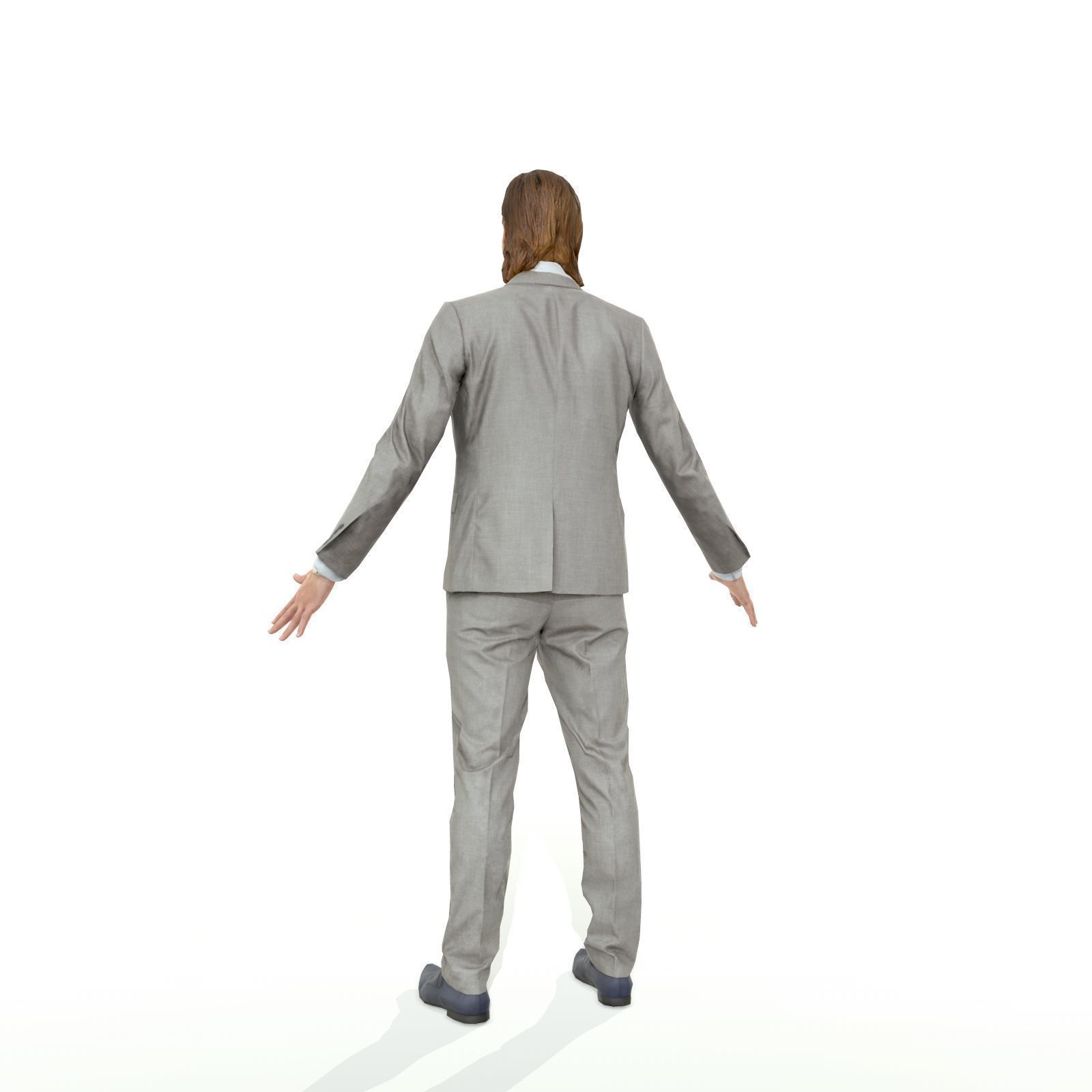 Blonde business man in a grey suit Low-poly 3D model_28
