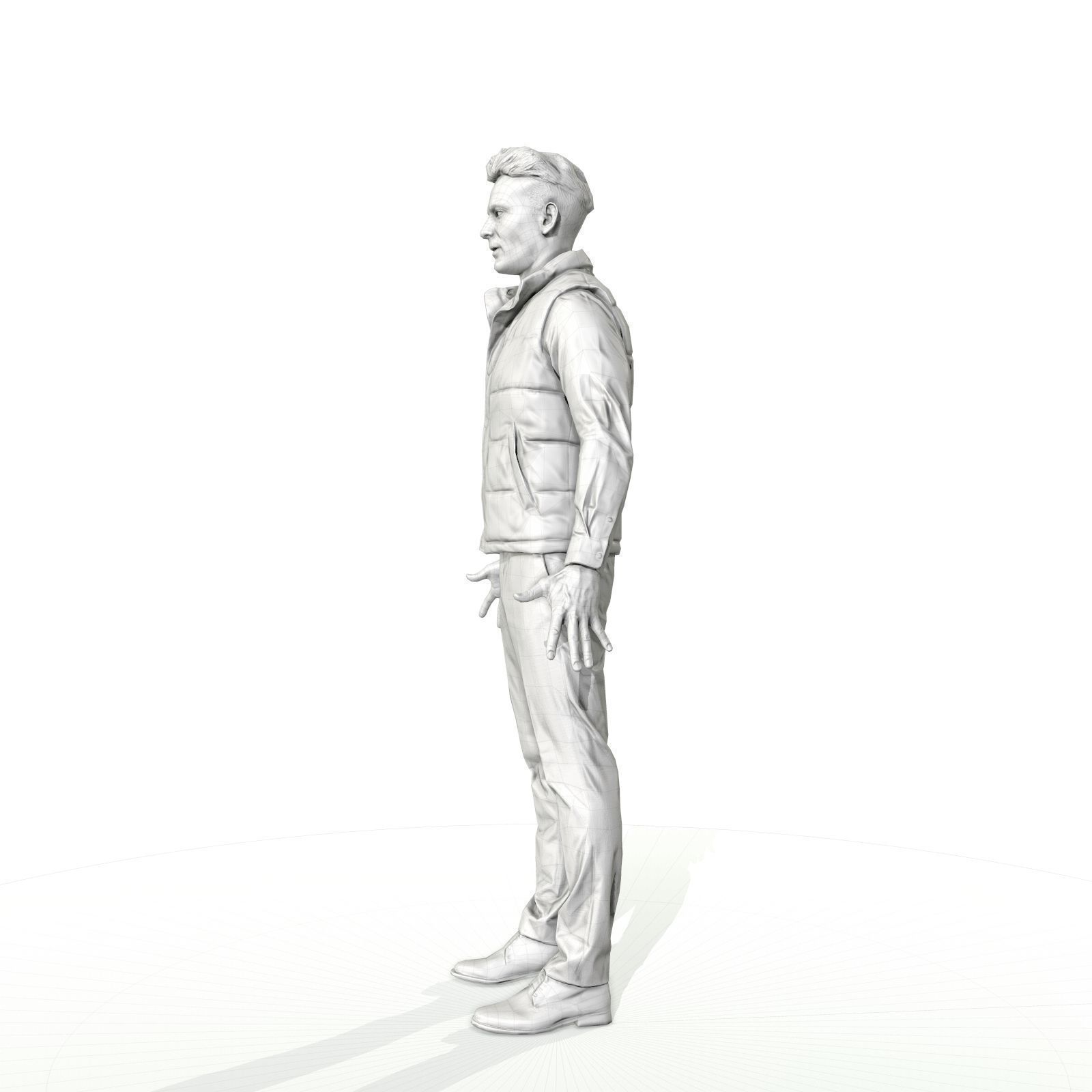 Confident business man in a west Low-poly 3D model_34