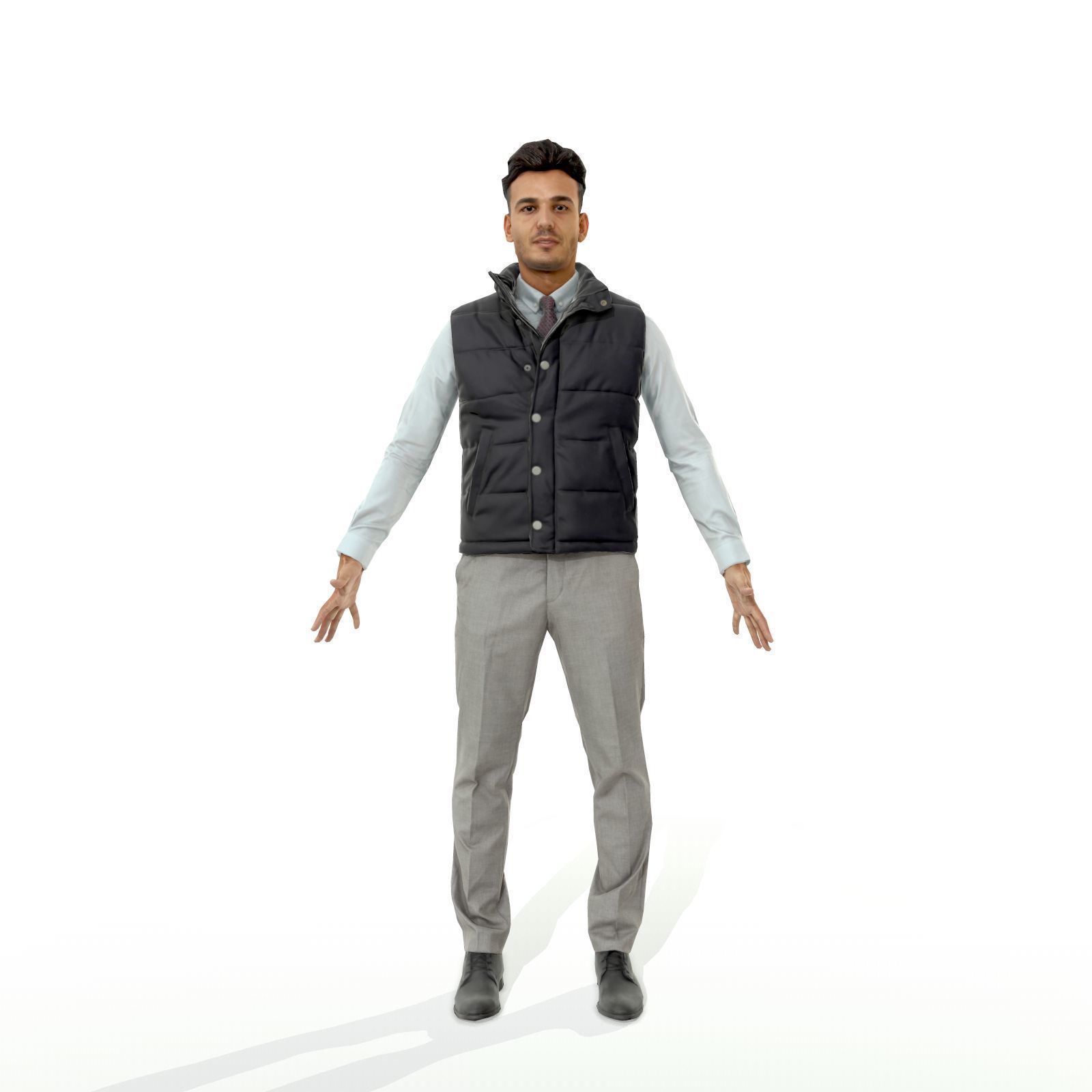 Confident business man in a west Low-poly 3D model_14