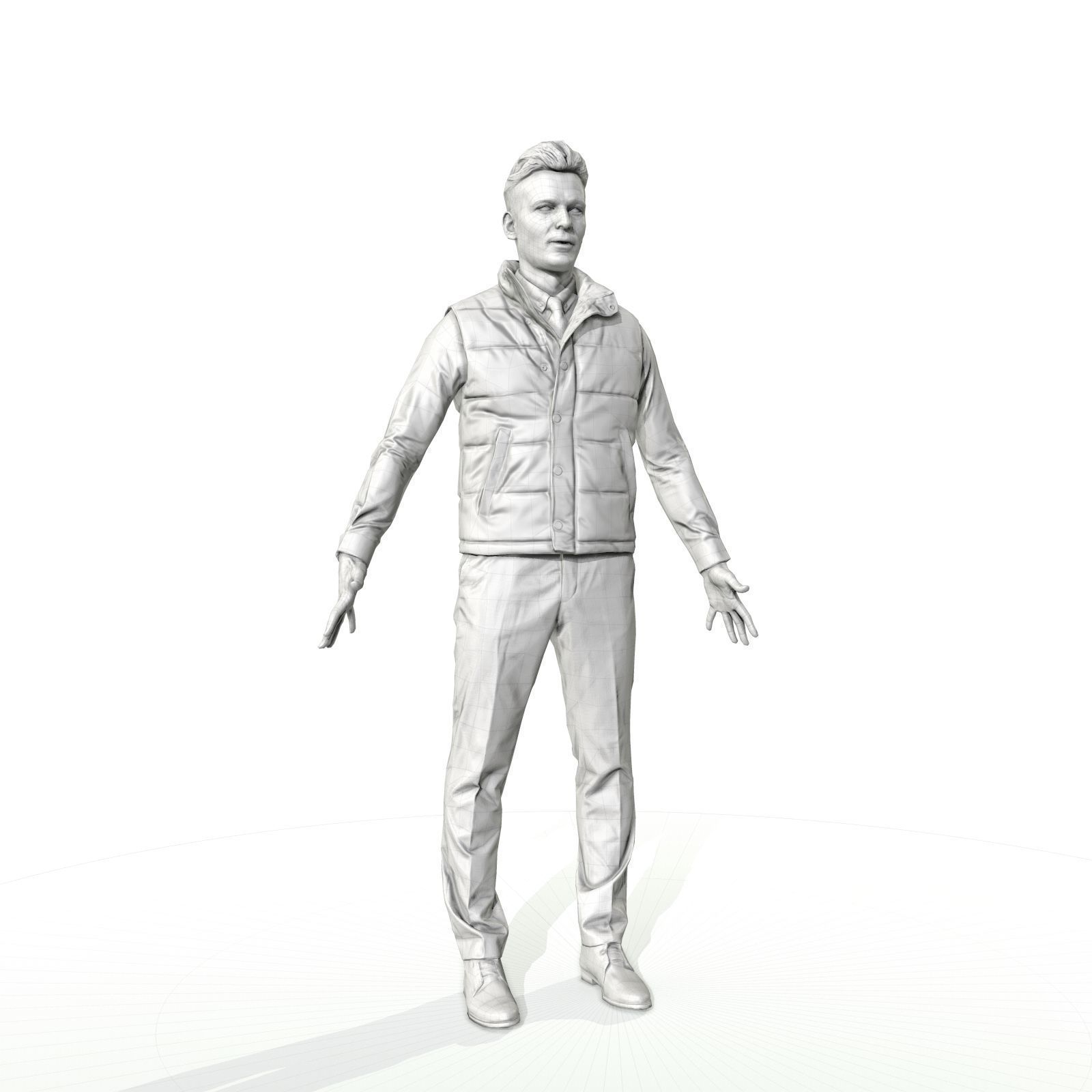 Confident business man in a west Low-poly 3D model_22