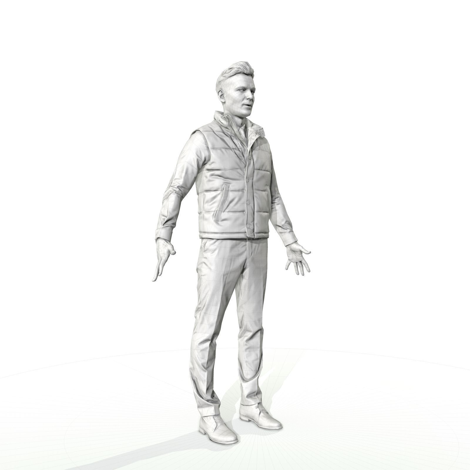 Confident business man in a west Low-poly 3D model_29