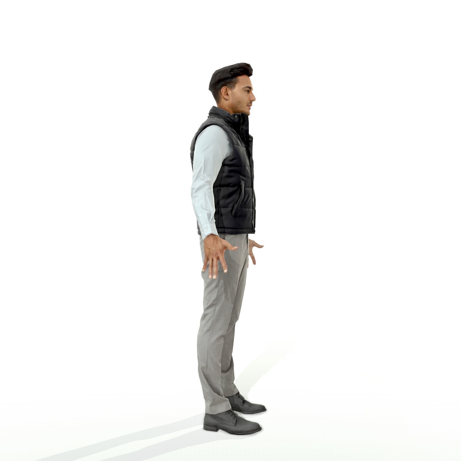 Confident business man in a west Low-poly 3D model_2