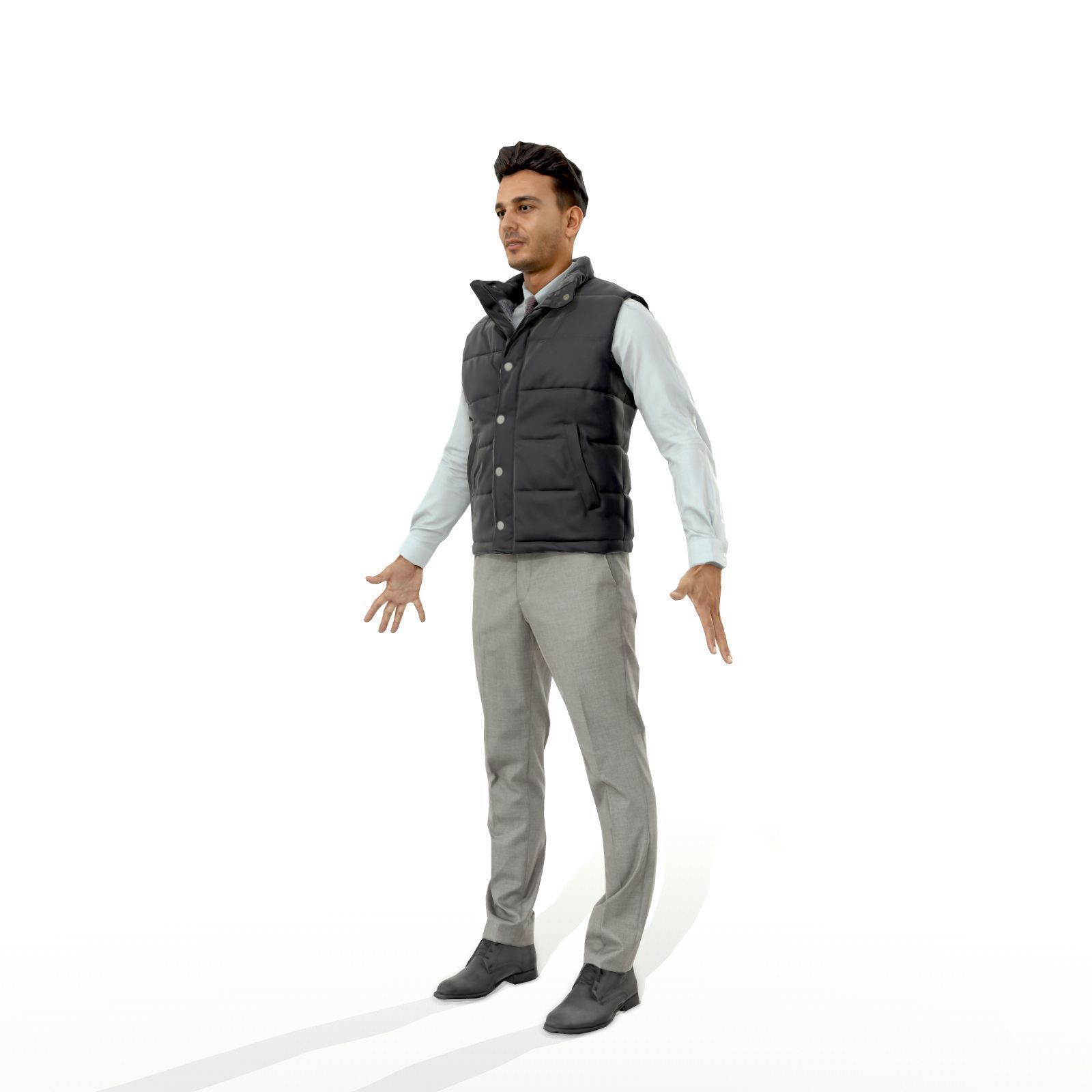 Confident business man in a west Low-poly 3D model_16