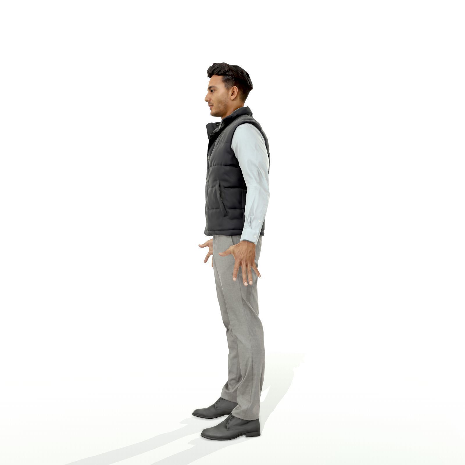 Confident business man in a west Low-poly 3D model_5