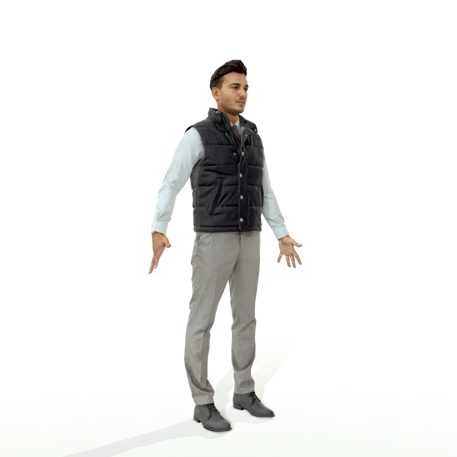 Confident business man in a west Low-poly 3D model_9