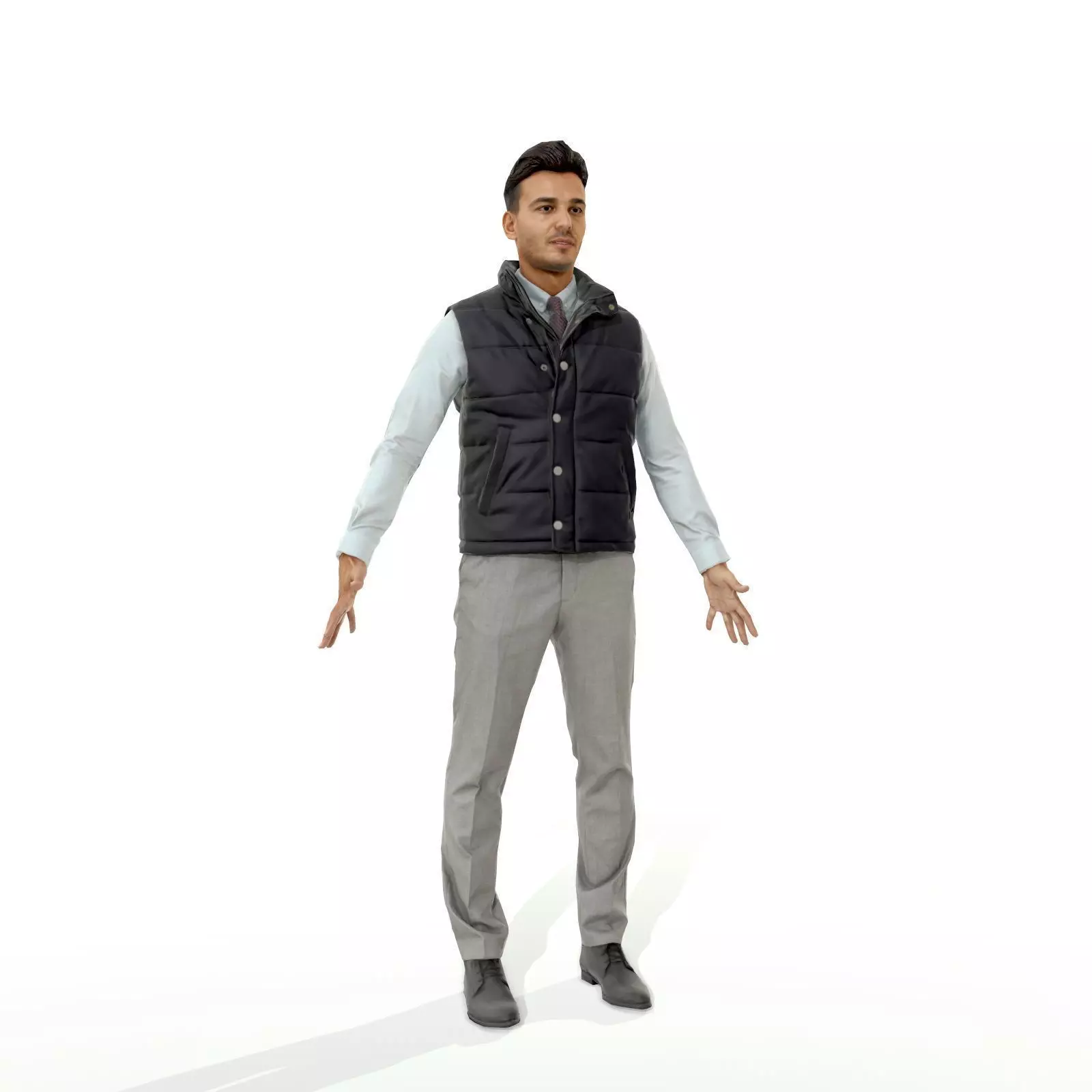 Confident business man in a west Low-poly 3D model_0