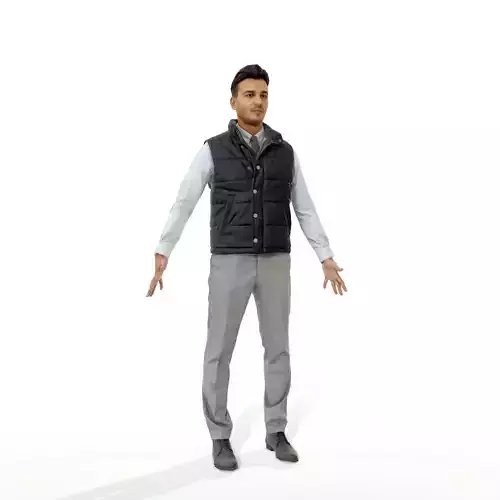 Confident business man in a west Low-poly 3D model