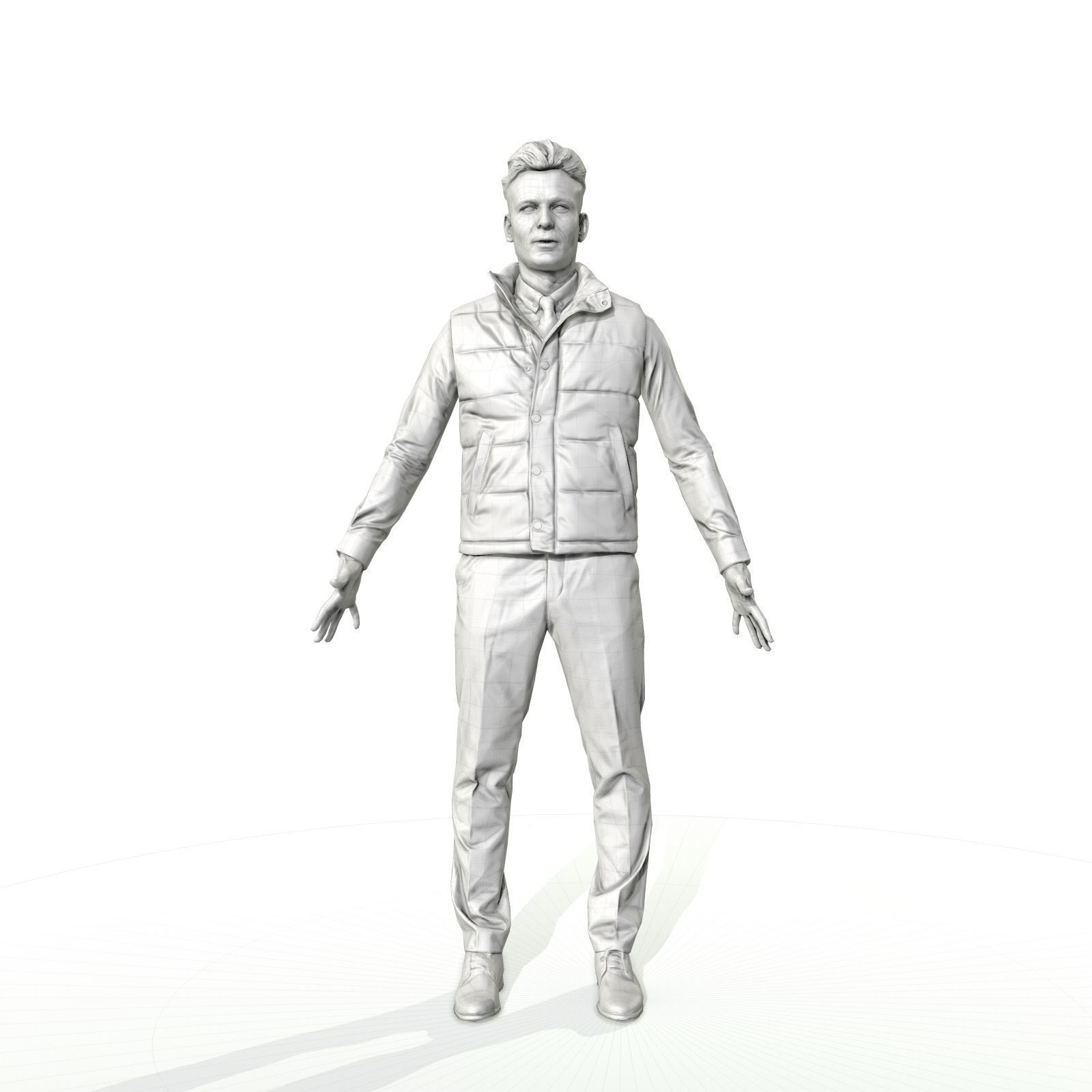 Confident business man in a west Low-poly 3D model_24