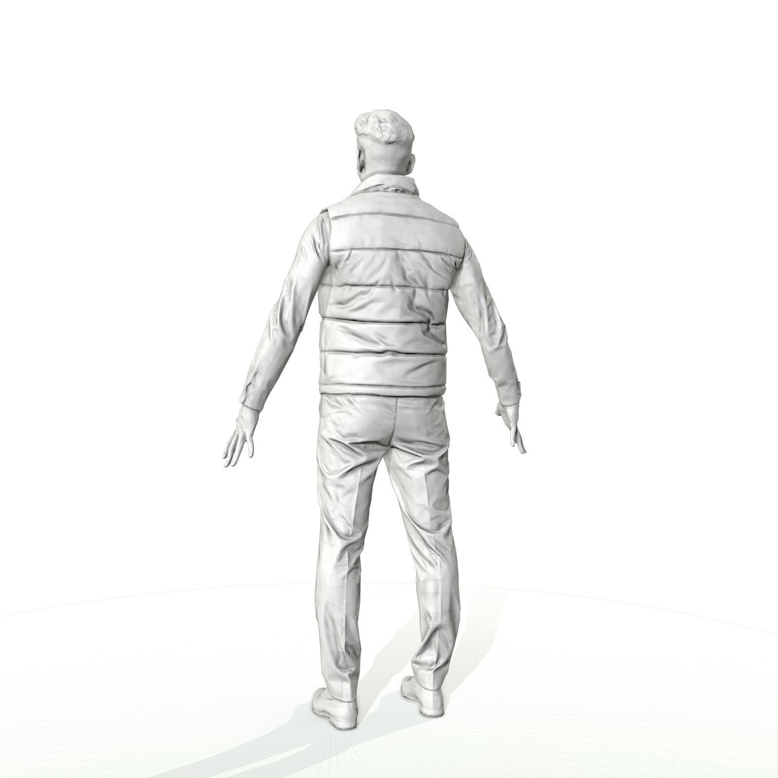 Confident business man in a west Low-poly 3D model_35