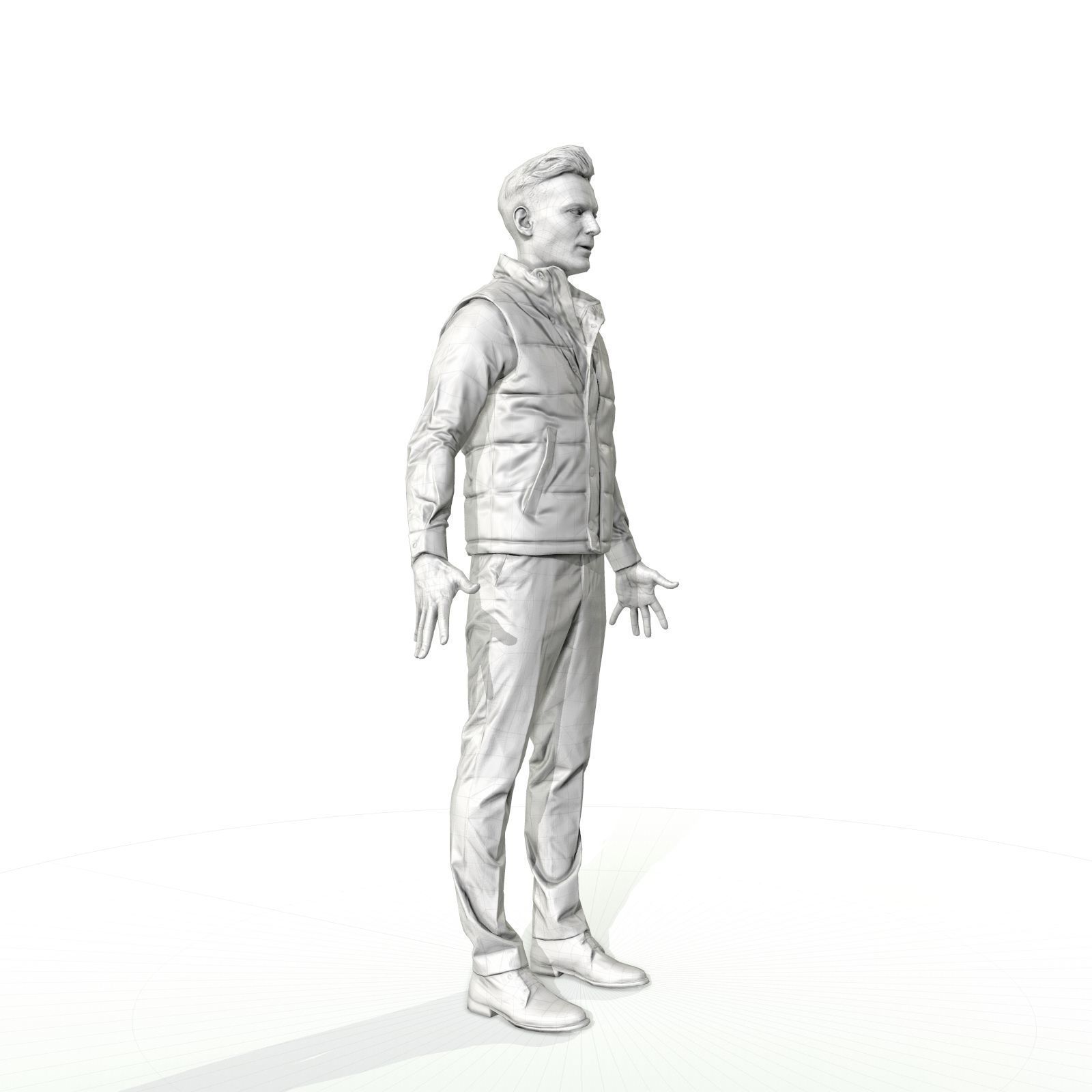 Confident business man in a west Low-poly 3D model_28