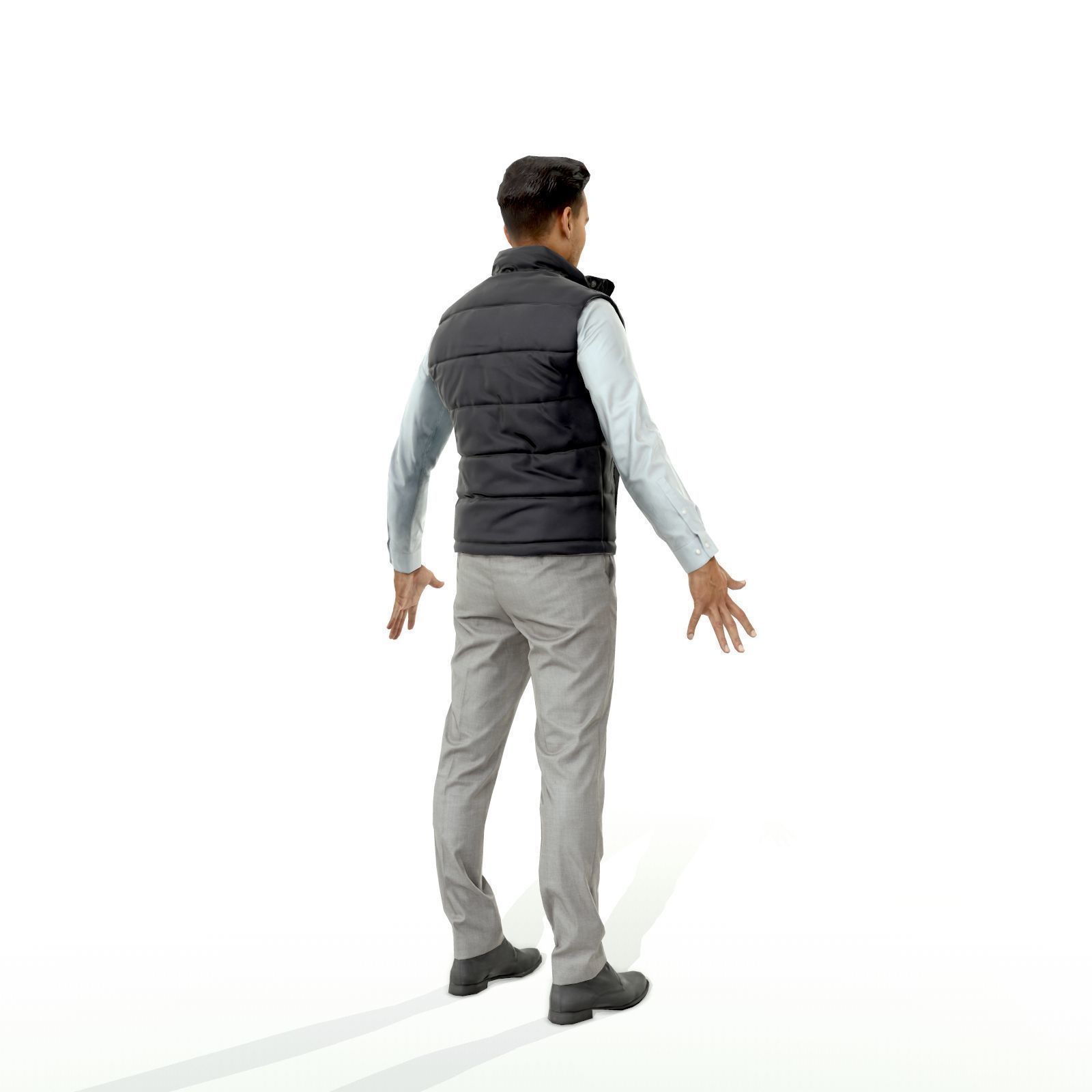 Confident business man in a west Low-poly 3D model_10